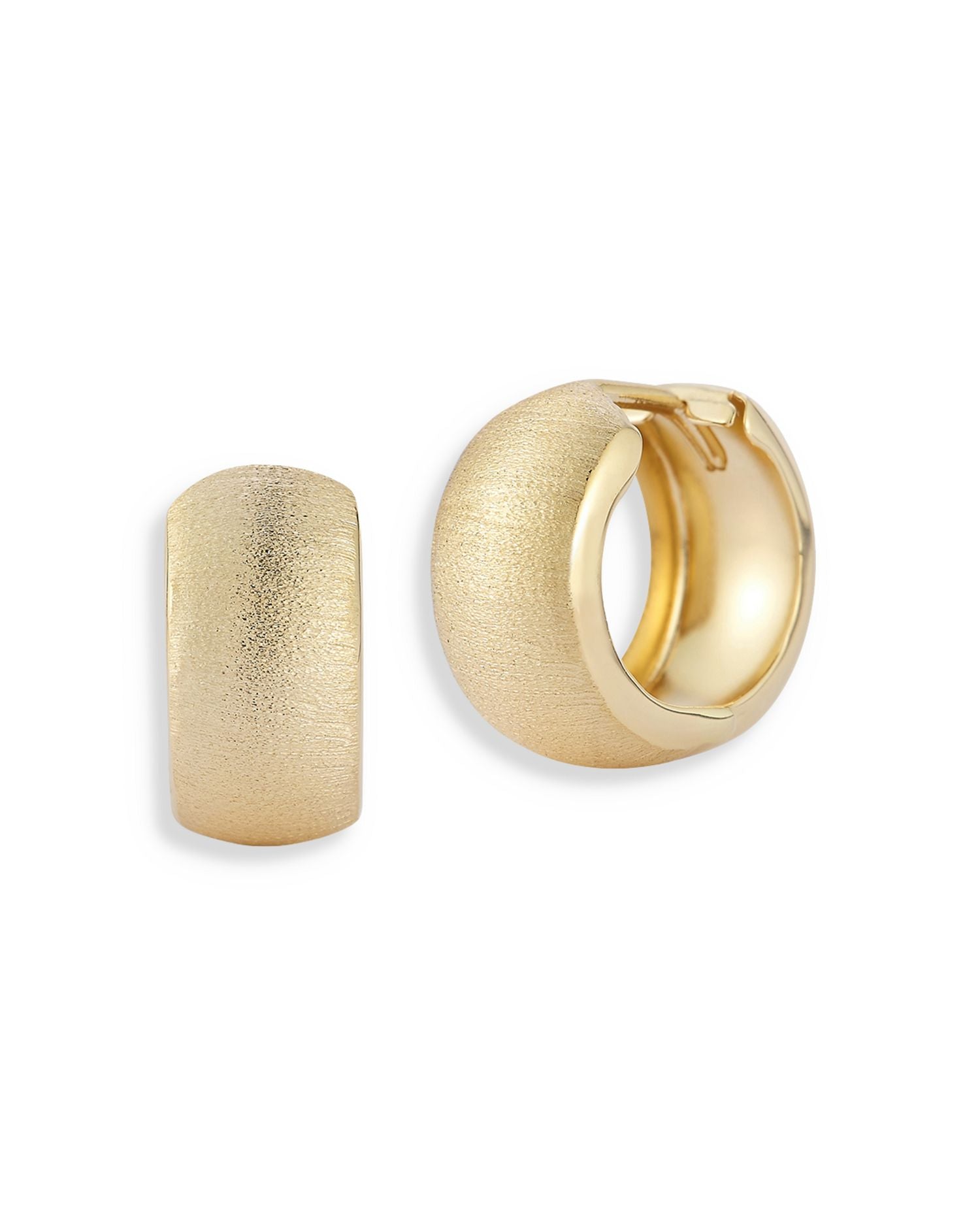 14K Yellow Gold Puffed Huggie Hoop Earrings