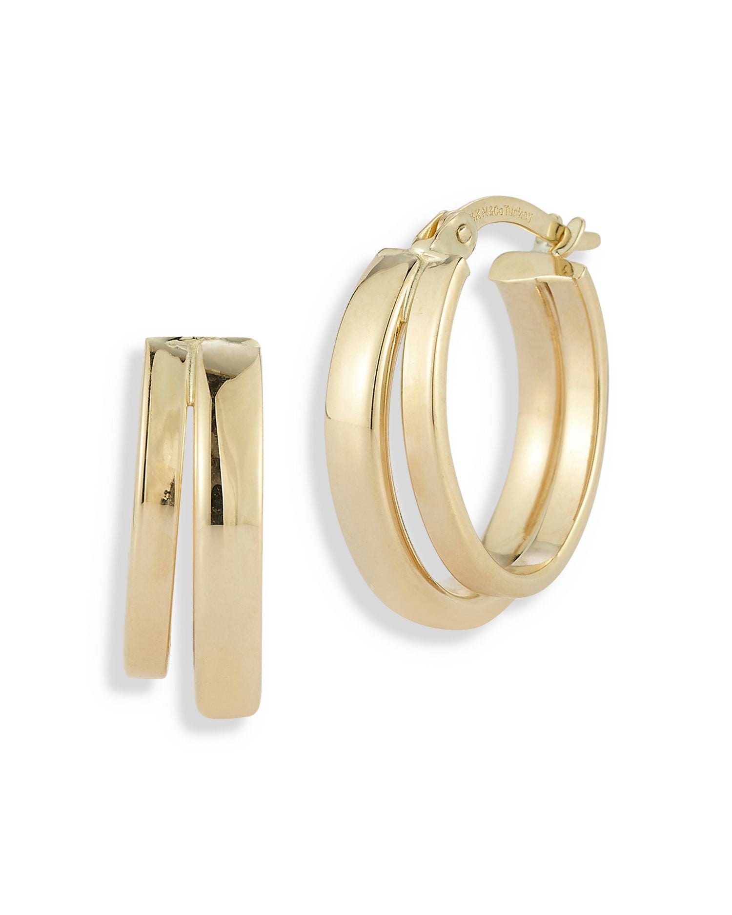 14K Yellow Gold Double Small Hoop Earrings