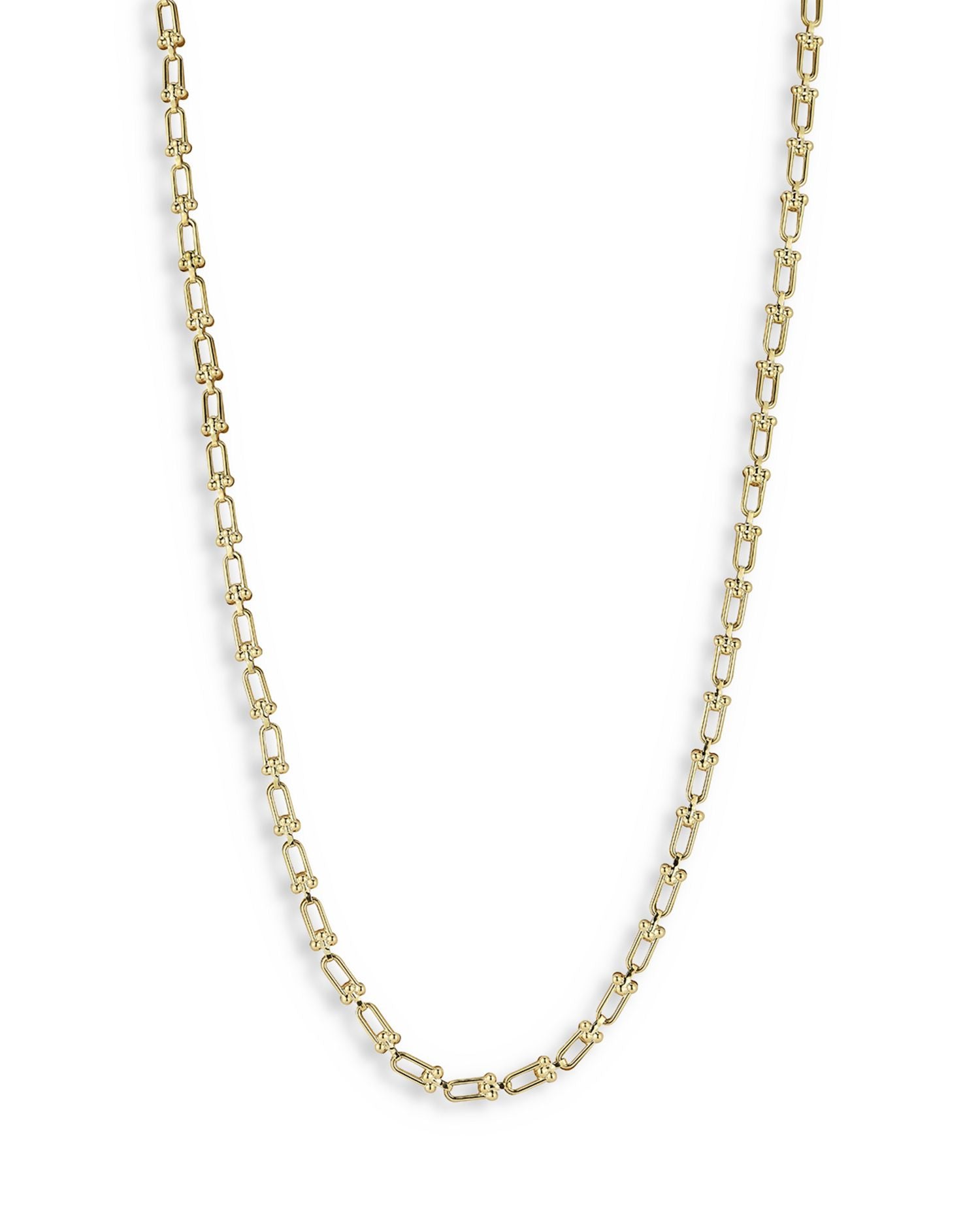 14K Yellow Gold Stirrup Link Chain Necklace, 18'