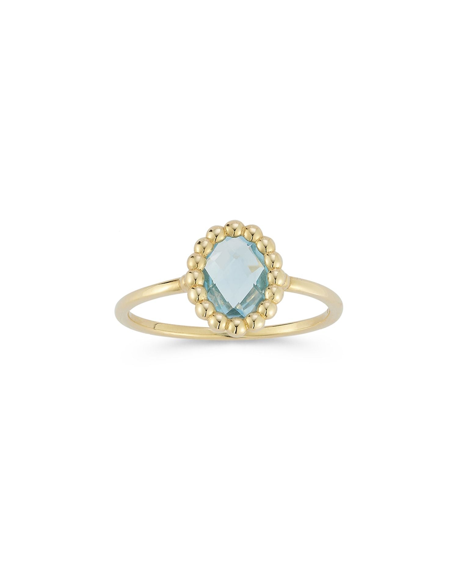 14K Yellow Gold Blue Topaz Solitaire Ring
