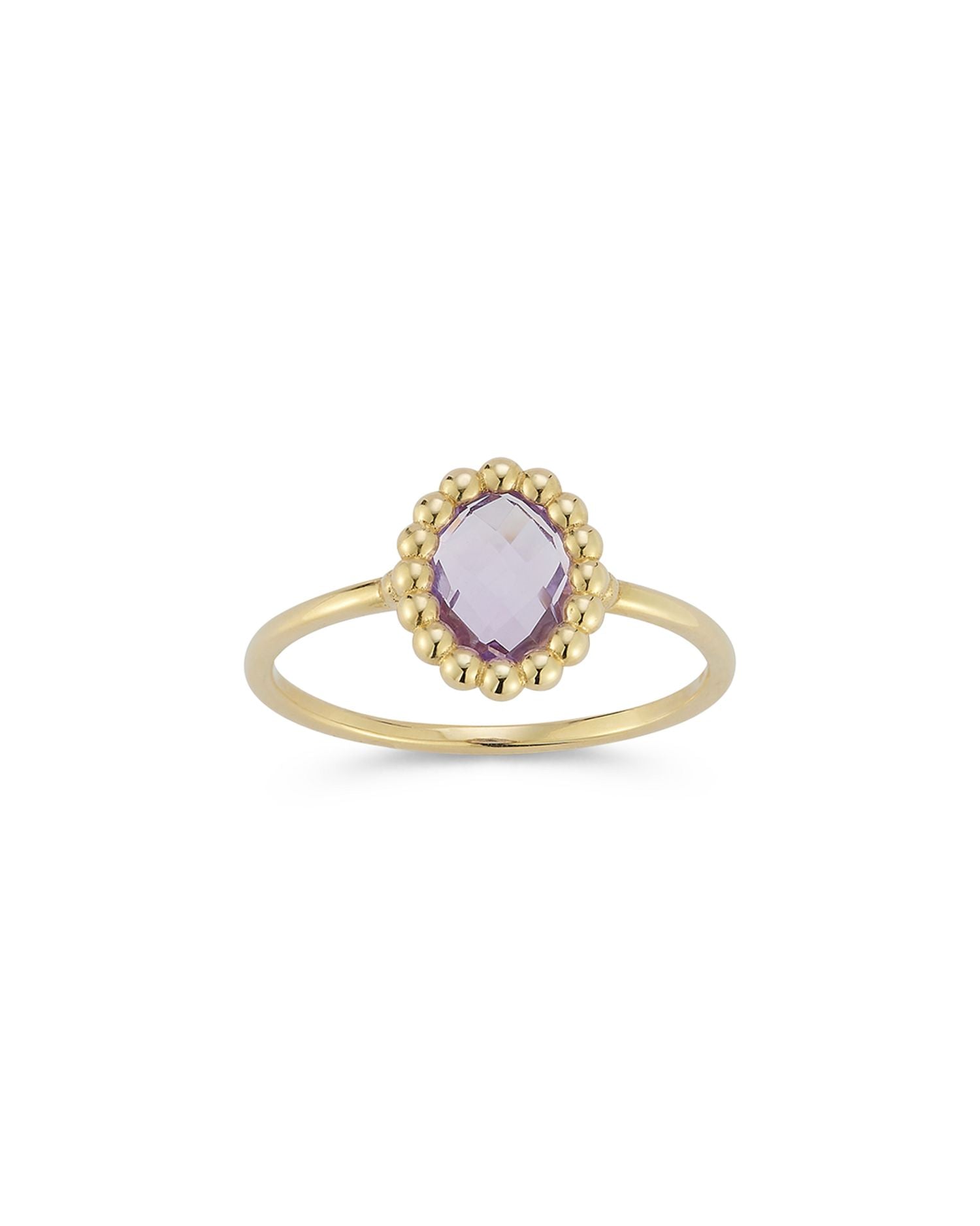 14K Yellow Gold Amethyst Solitaire Ring
