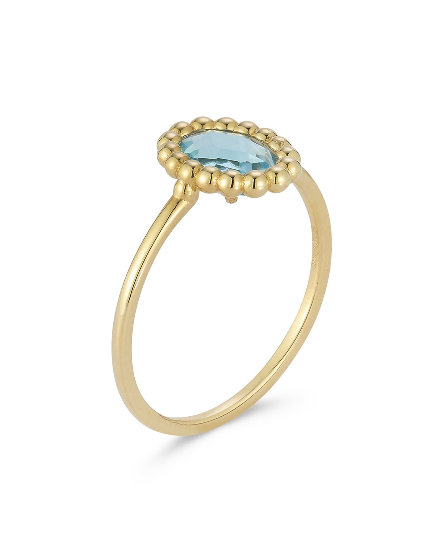 14K Yellow Gold Blue Topaz Solitaire Ring