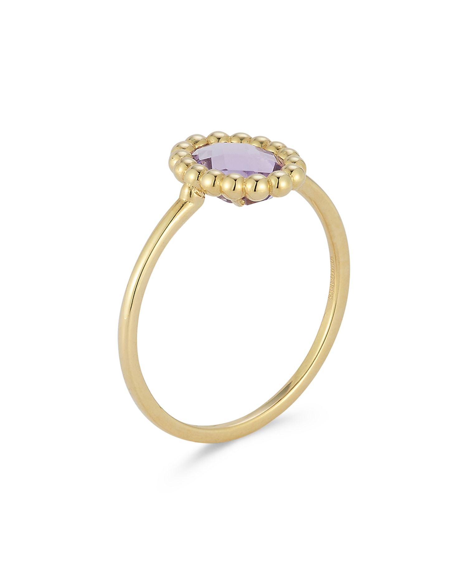 14K Yellow Gold Amethyst Solitaire Ring