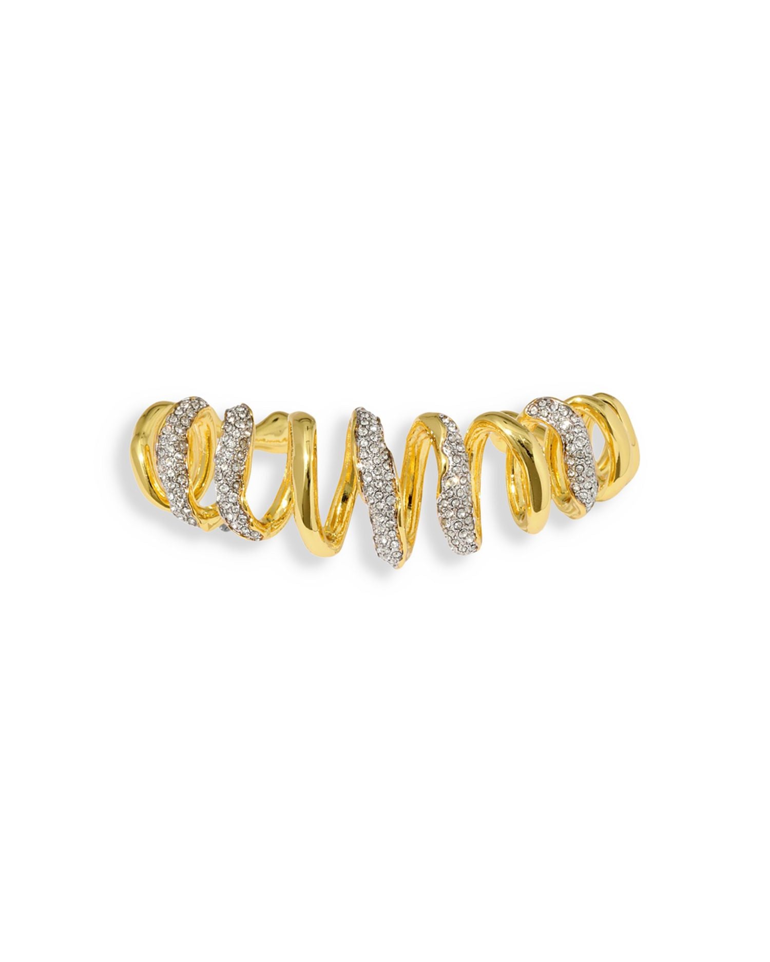 Solanales Pavé Spiral Cuff Bracelet in 14K Gold Plated