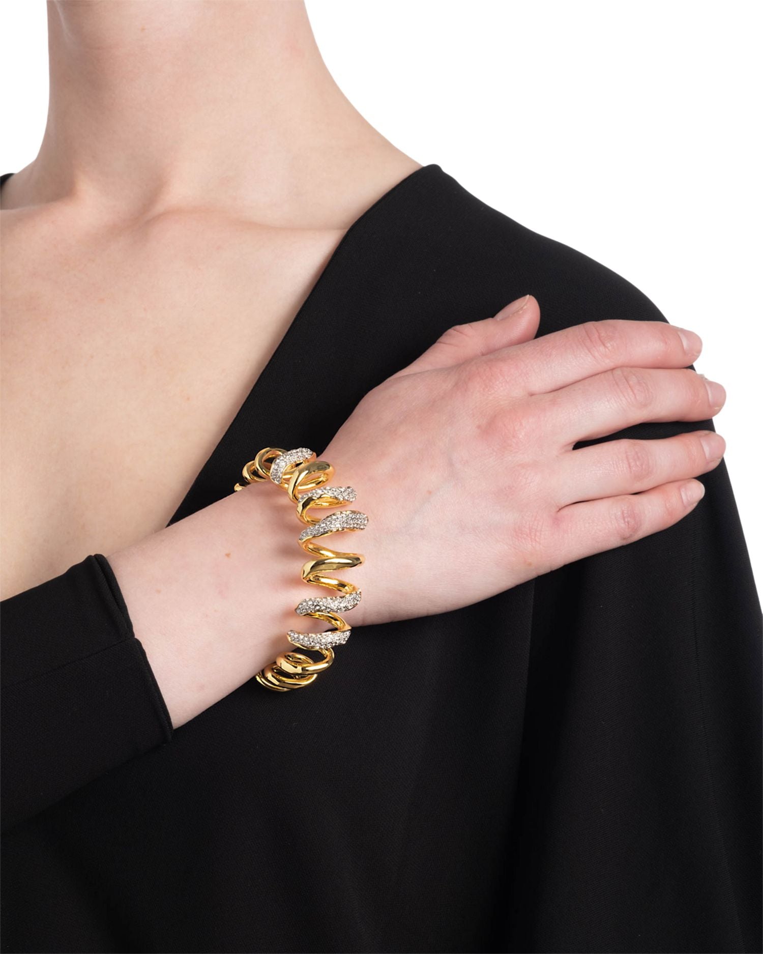 Solanales Pavé Spiral Cuff Bracelet in 14K Gold Plated