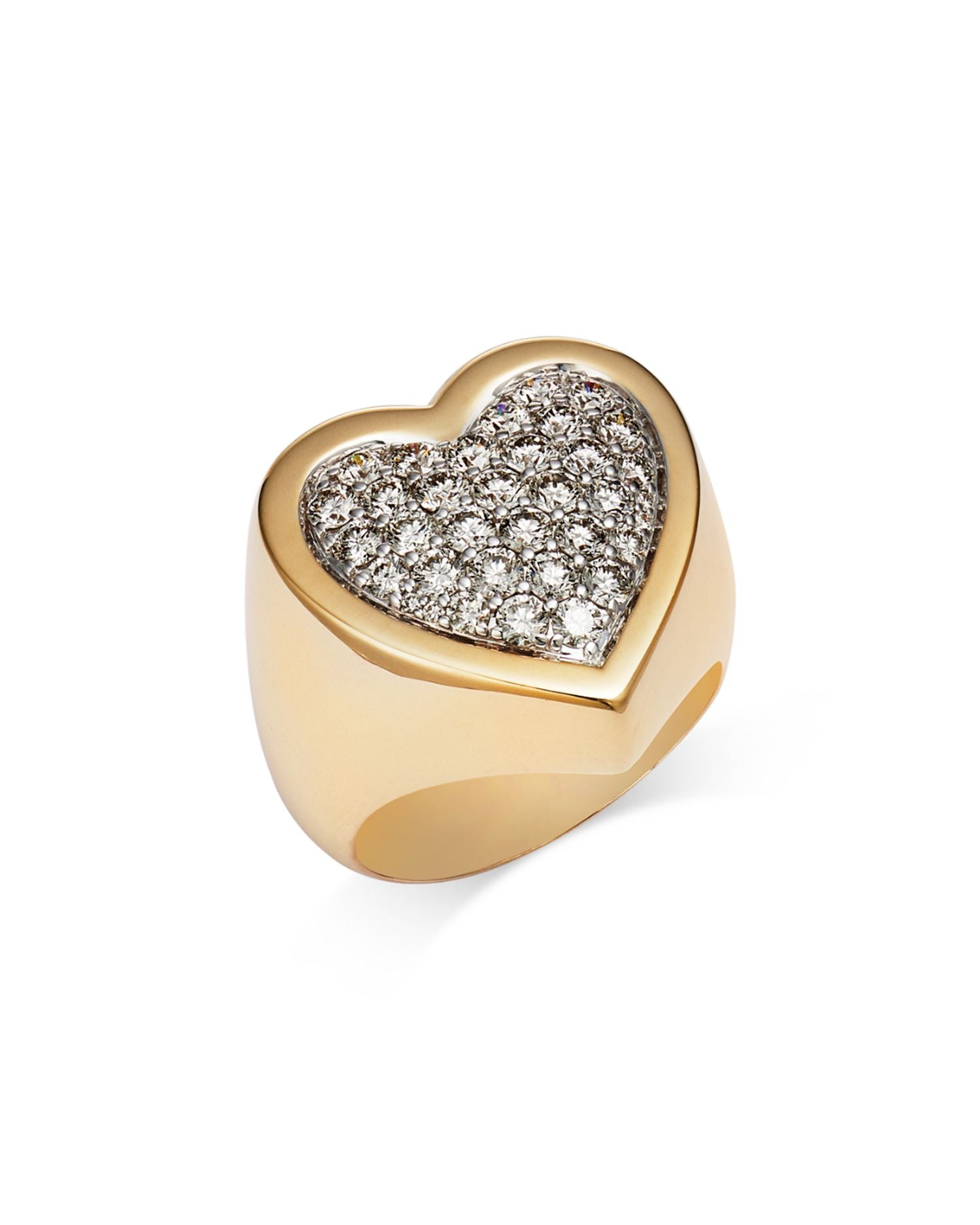 14K Yellow Gold Pavé Diamond Heart Ring, 1.5 ct. t.w.