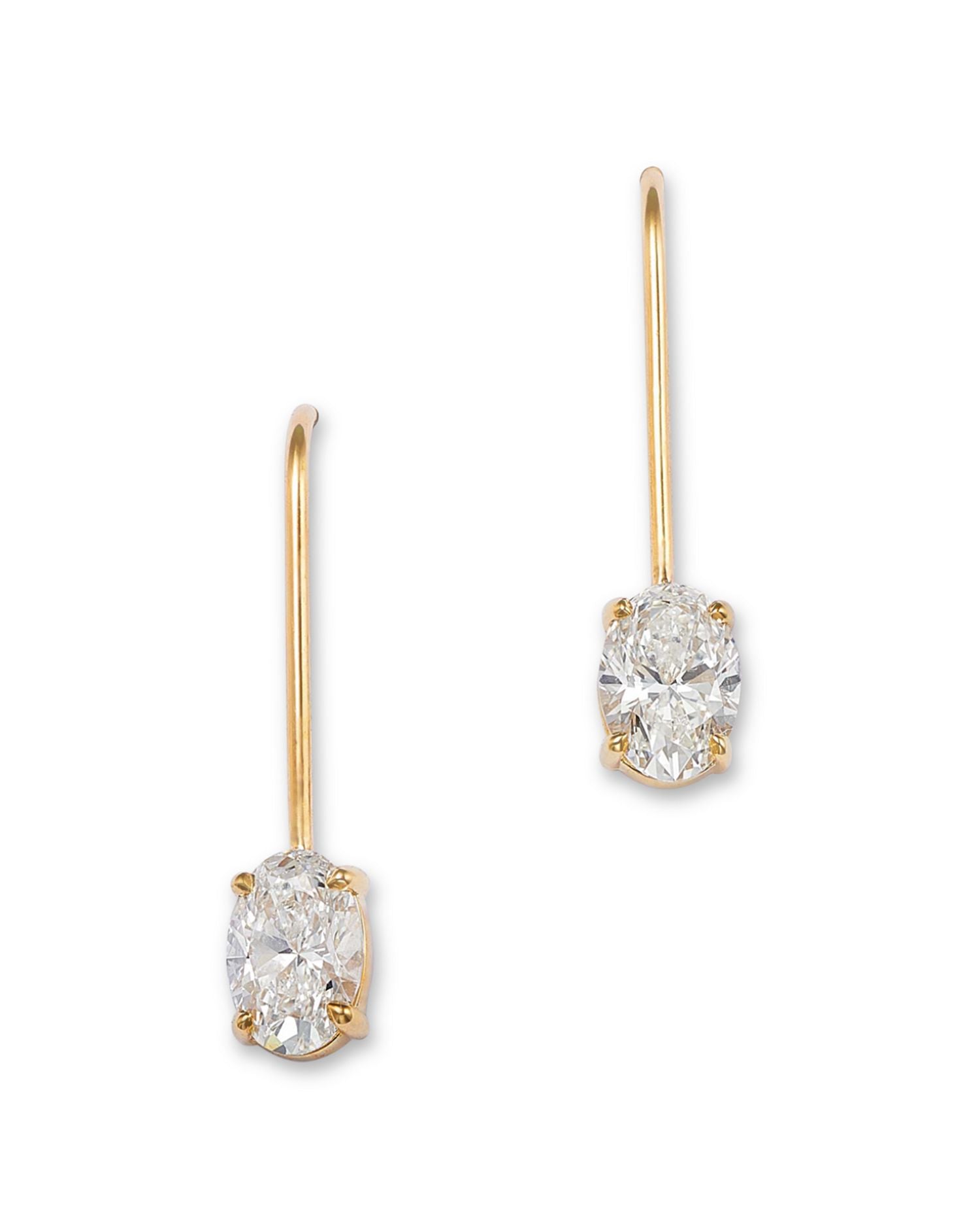 14K Yellow Gold Lab Grown Diamond Oval Drop Earrings