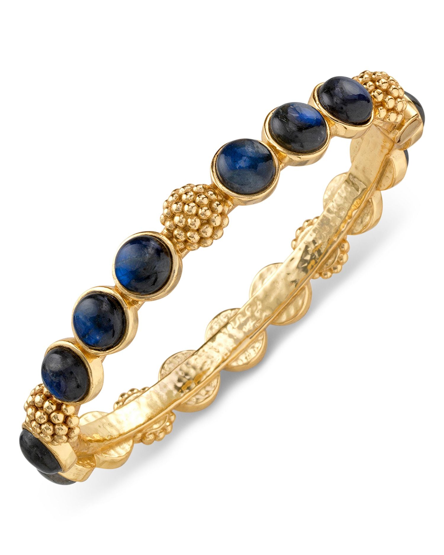 Berry Blue Labradorite Hinged Bangle Bracelet