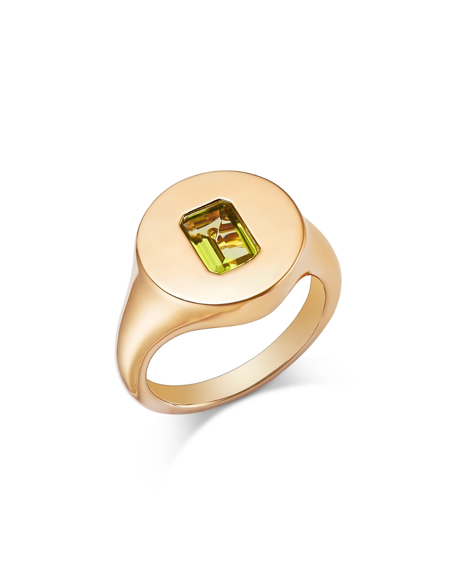 14K Yellow Gold Peridot Pinky Ring