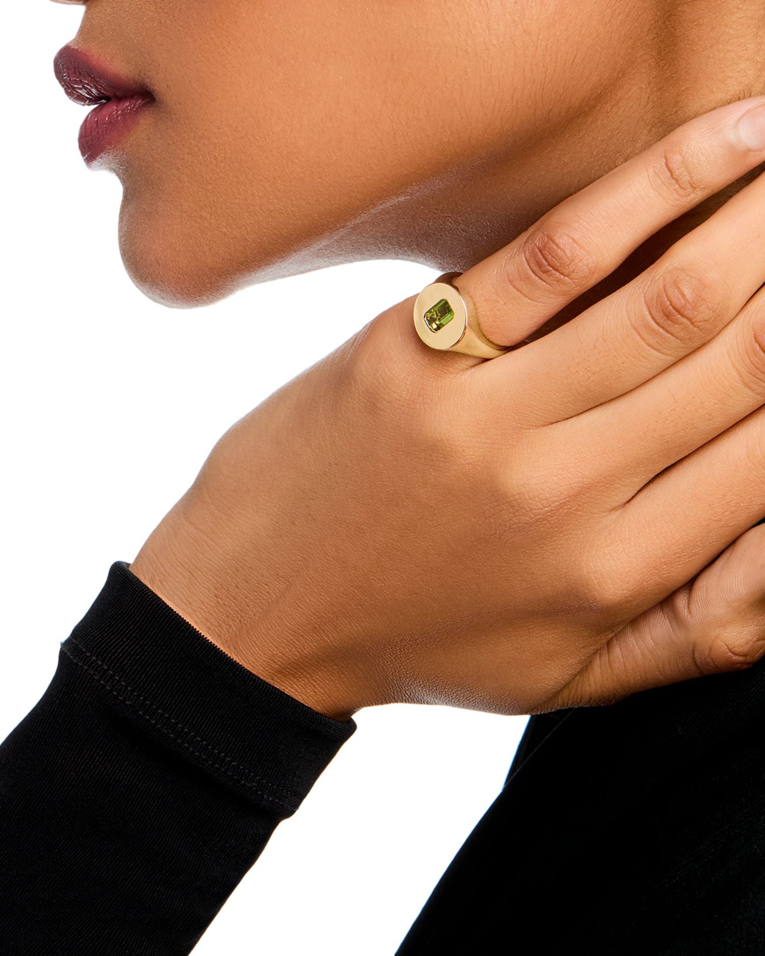 14K Yellow Gold Peridot Pinky Ring