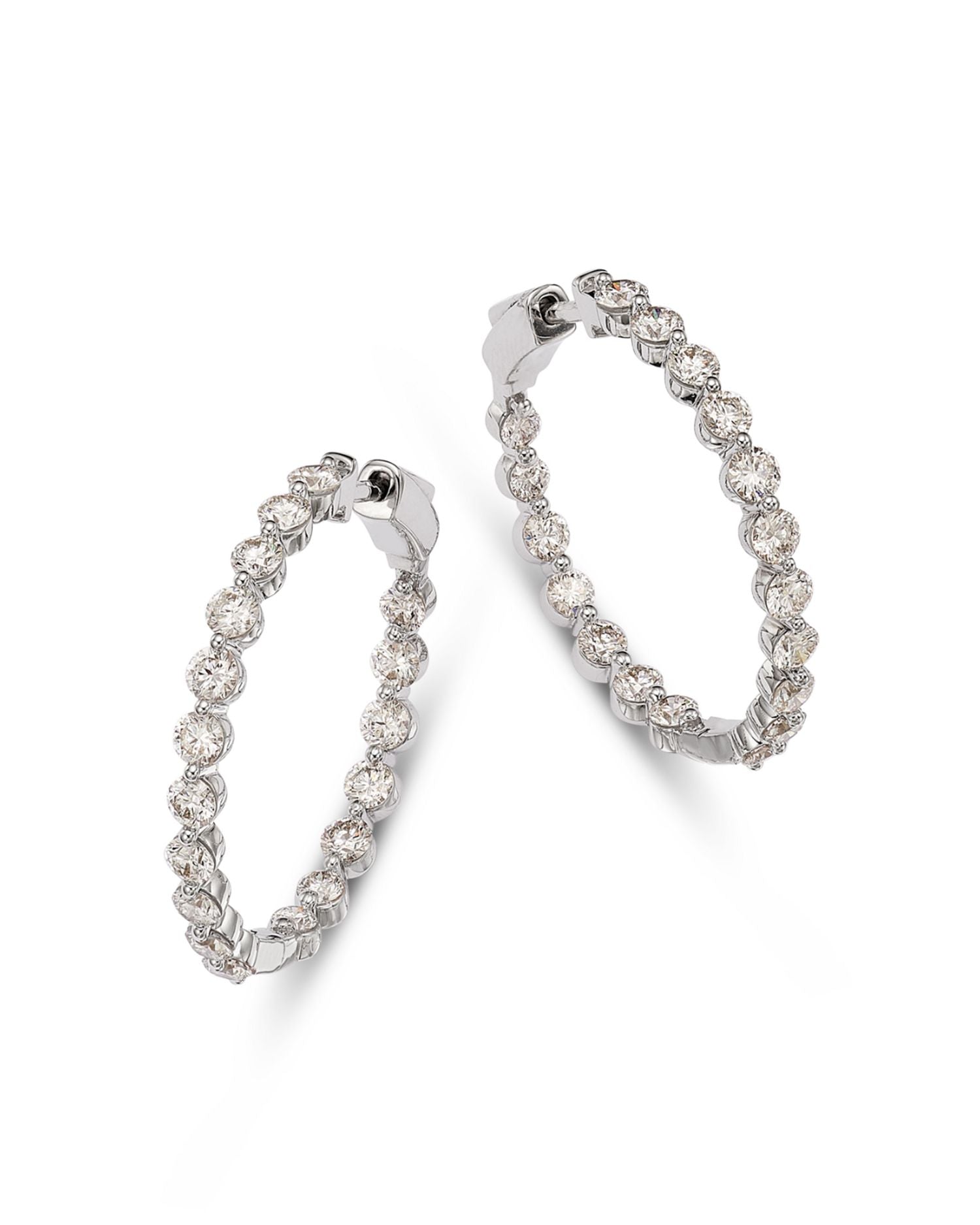 Diamond Inside Out Medium Hoop Earrings in 14K White Gold, 4.50 ct. t.w.