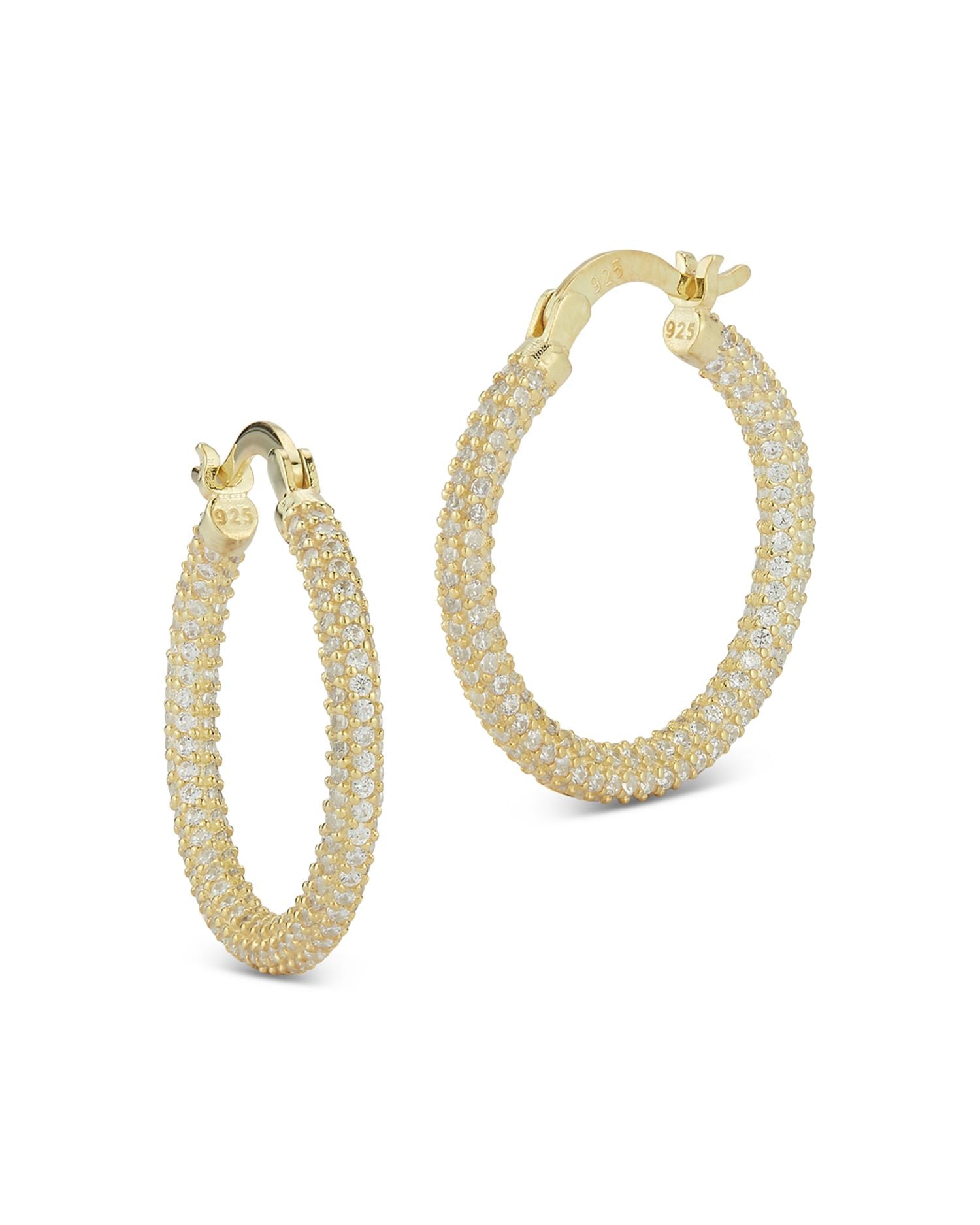Pavé Hoop Earrings in 14K Gold Plated Sterling Silver - Exclusive