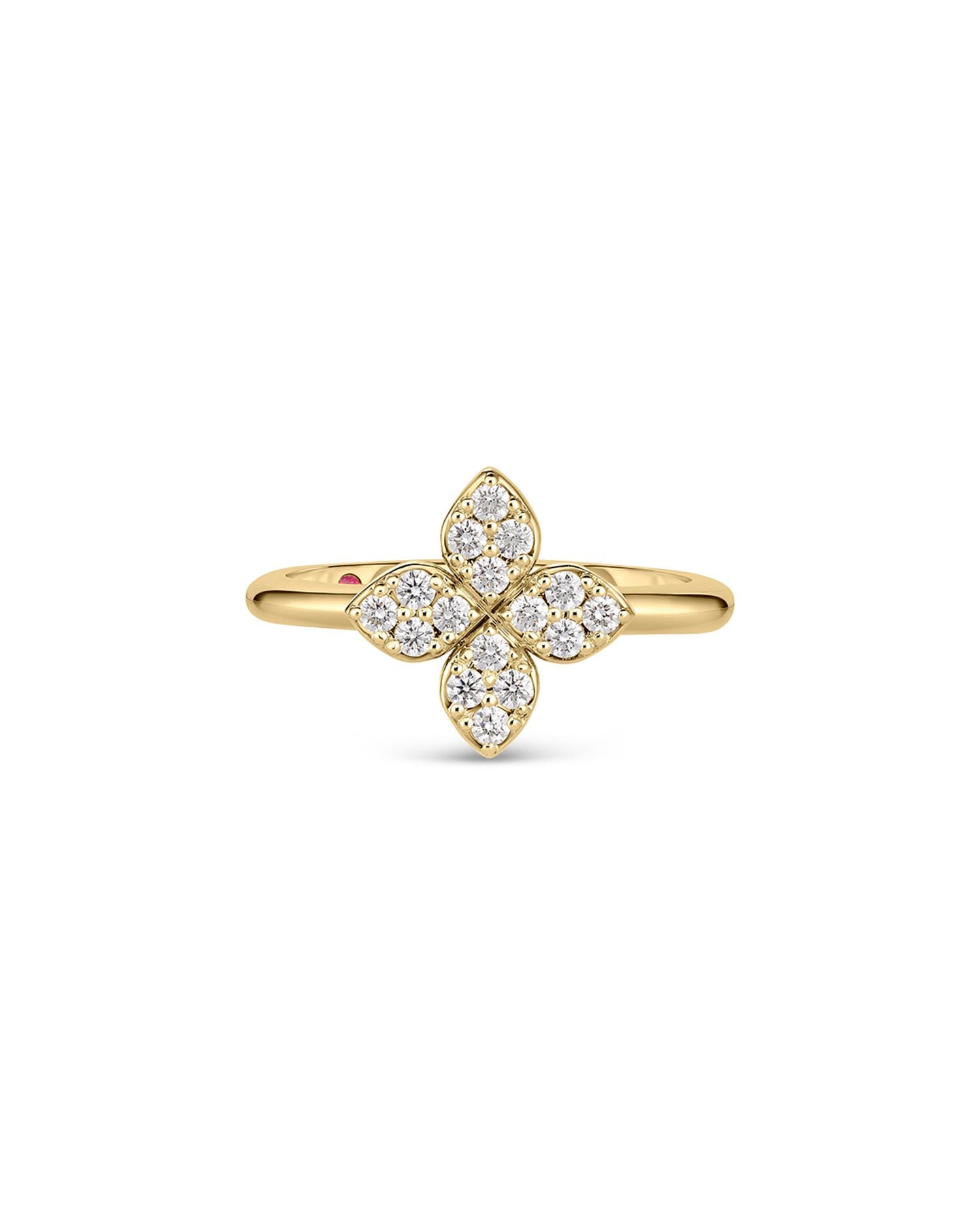 18K Yellow Gold Love in Verona Diamond Flower Ring