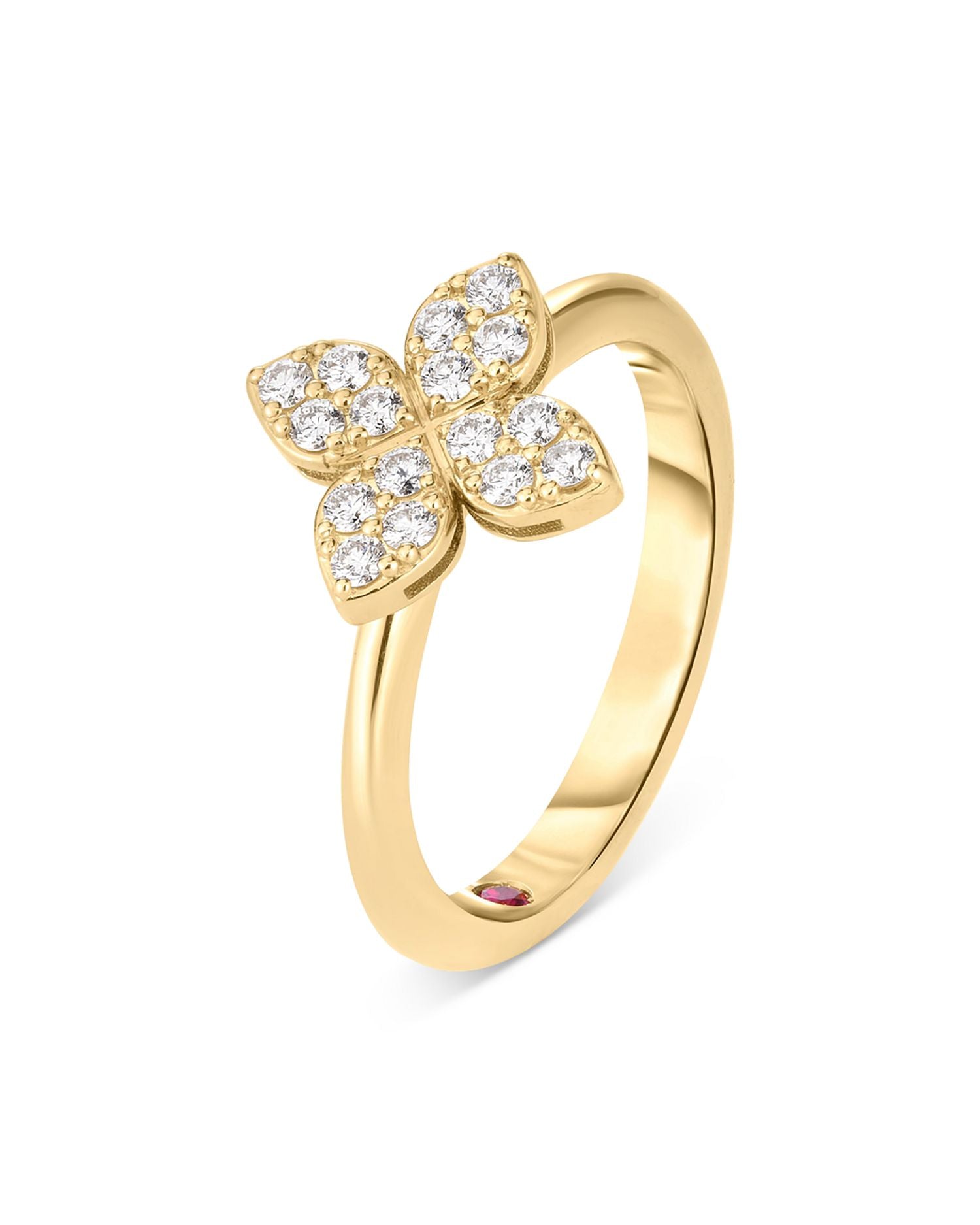 18K Yellow Gold Love in Verona Diamond Flower Ring