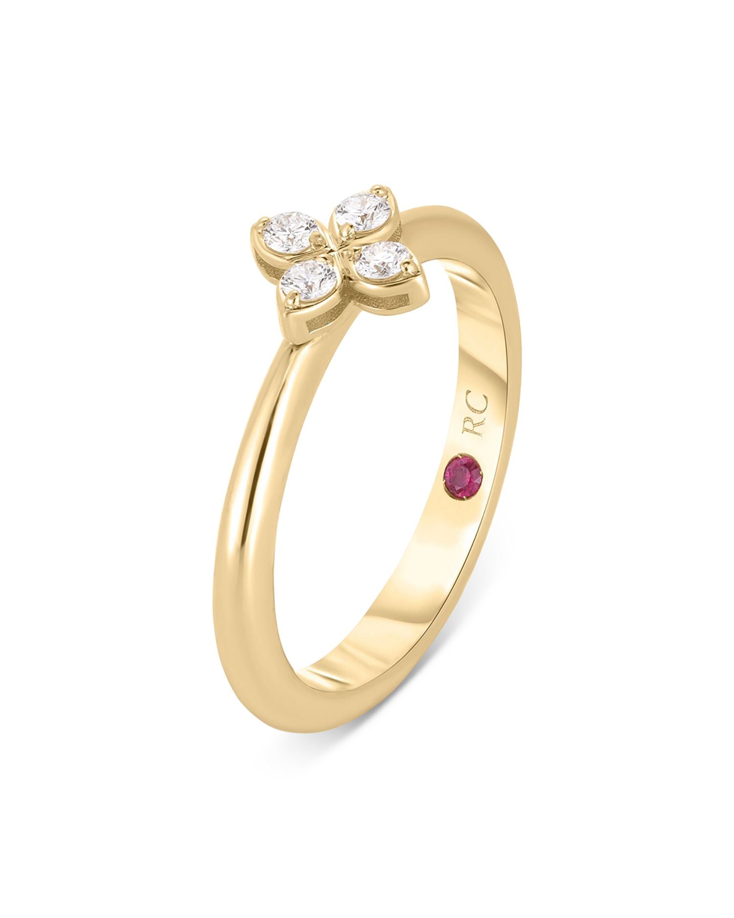 18K Yellow Gold Love in Verona Diamond Flower Ring