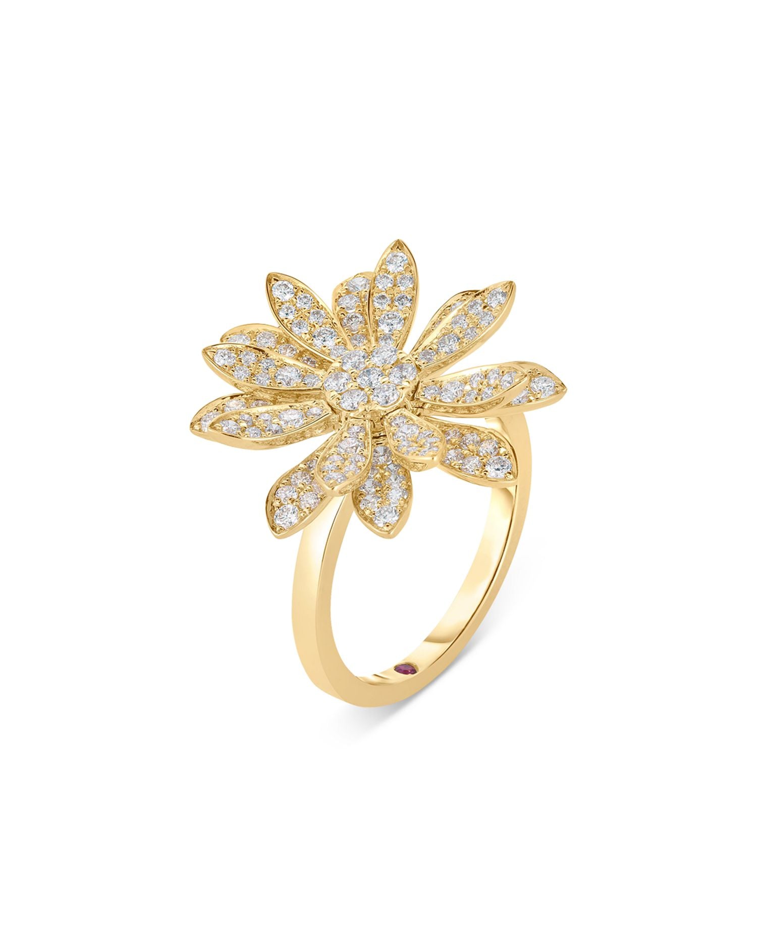 18K Yellow Gold Margherita Diamond Flower Statement Ring