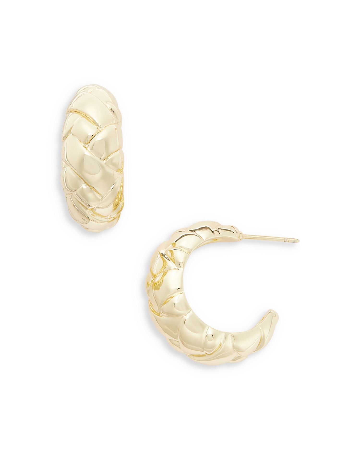 Basket Weave Sculptural C Hoop Earrings in 14K Gold Plated - Exclusive