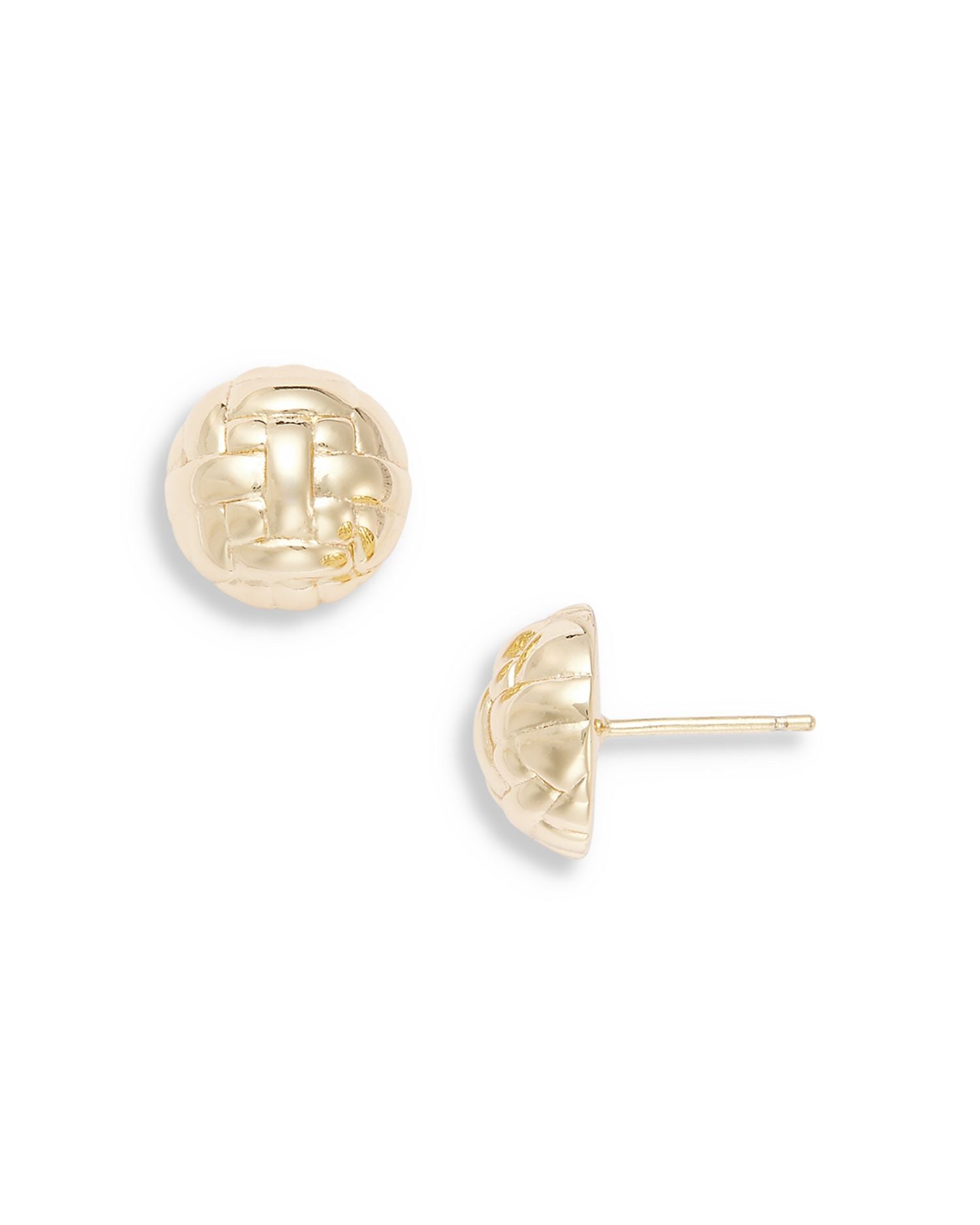 Basket Weave Dome Stud Earrings - Exclusive