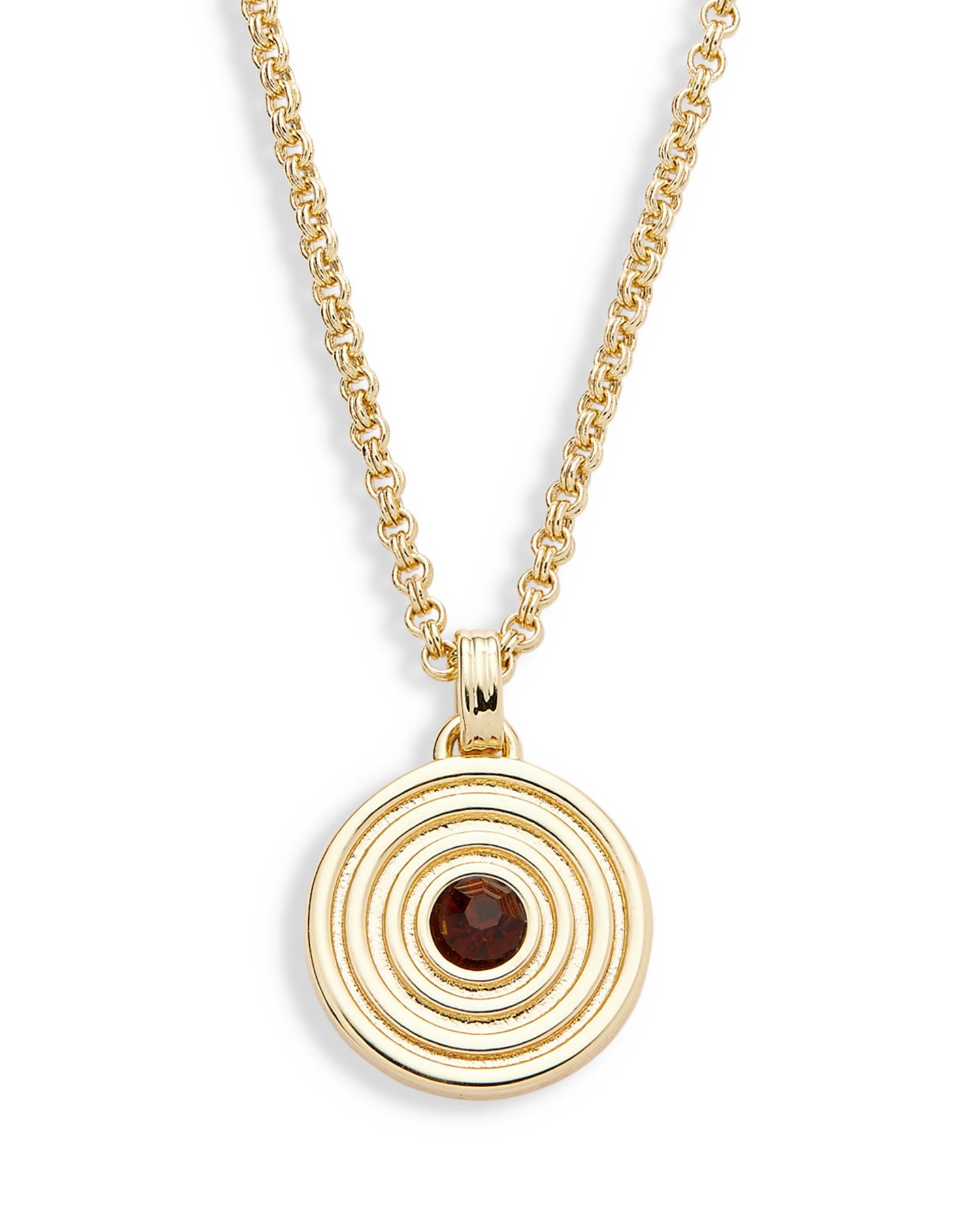 Siam Glass Stone Ribbed Circle Pendant Necklace, 16-18' - Exclusive