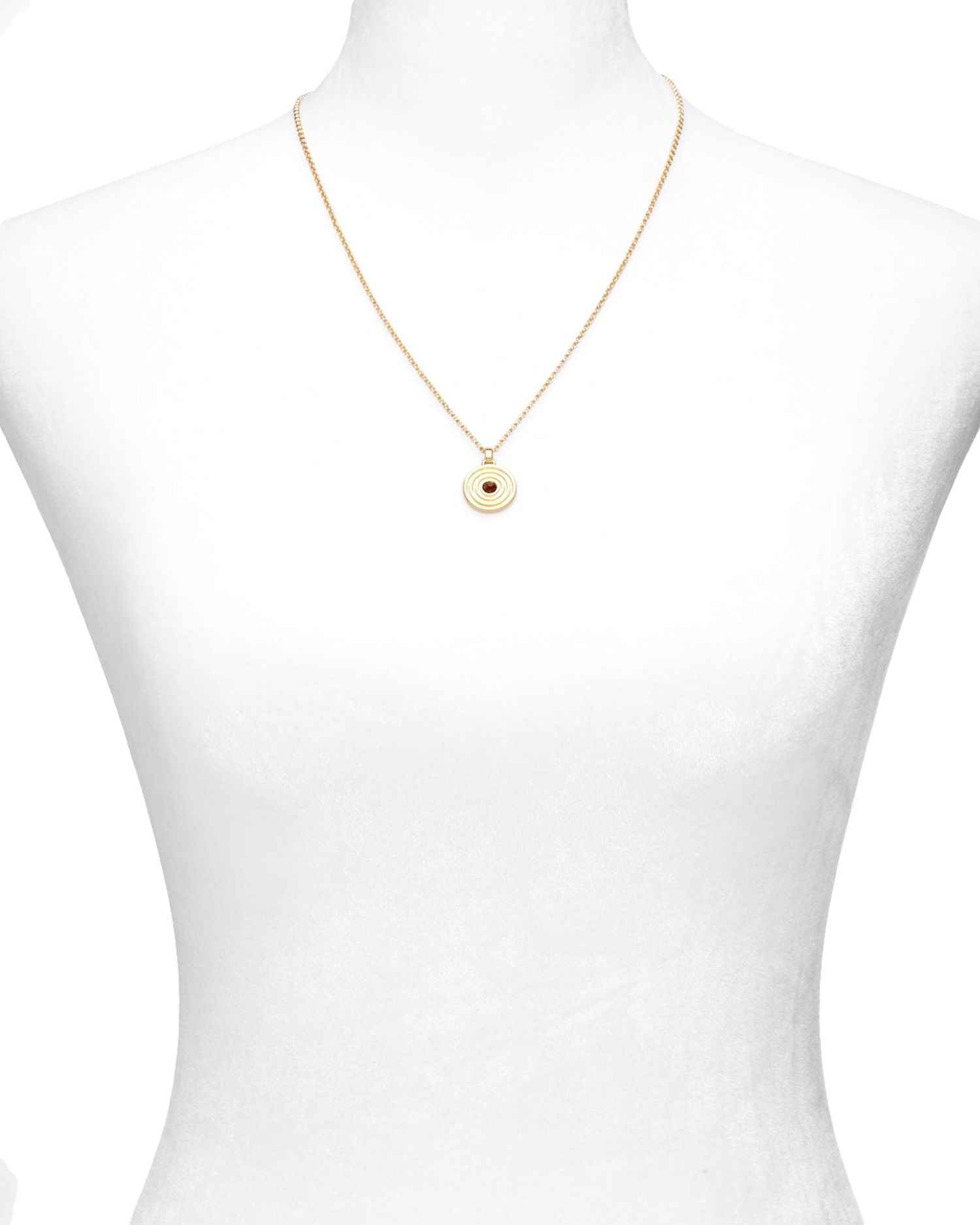 Siam Glass Stone Ribbed Circle Pendant Necklace, 16-18' - Exclusive