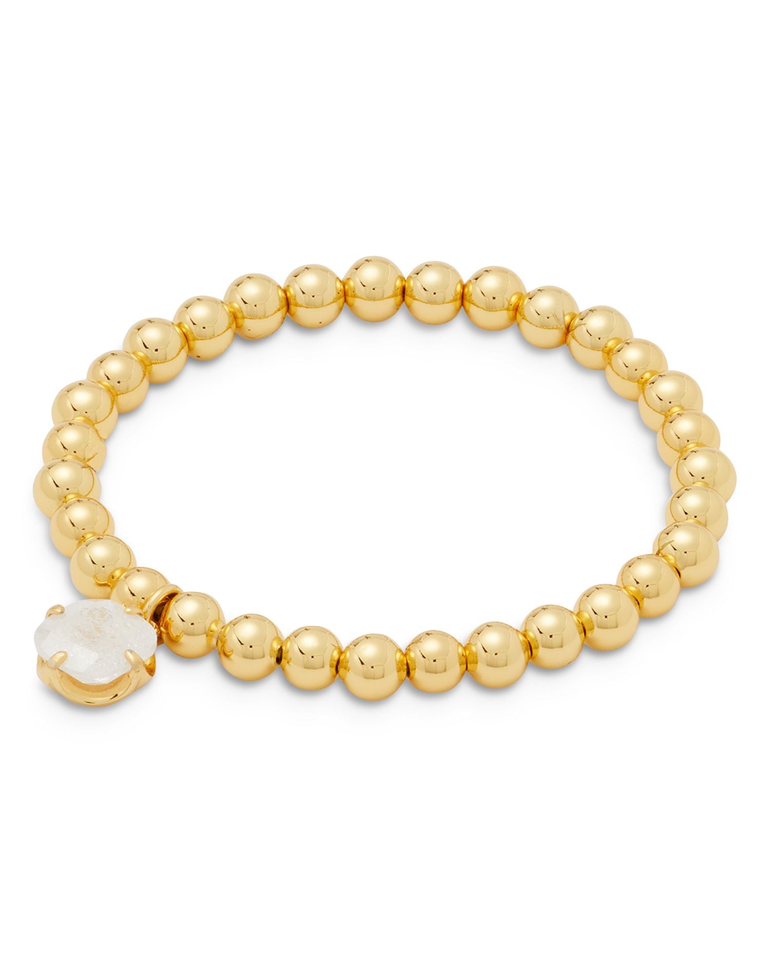 Pop Of Joy White Cubic Zirconia Charm Beaded Stretch Bracelet