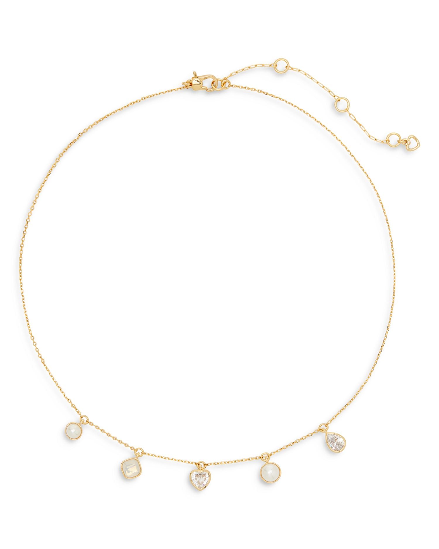 Bubbly Bezel Imitation Pearl & Cubic Zirconia Charm Necklace, 16-19"