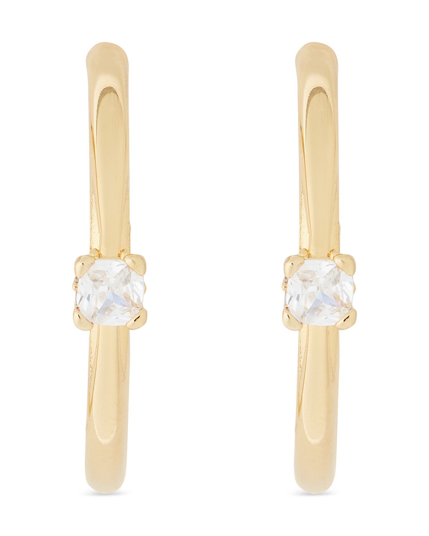 Little Luxuries Cubic Zirconia Solitaire Small Hoop Earrings