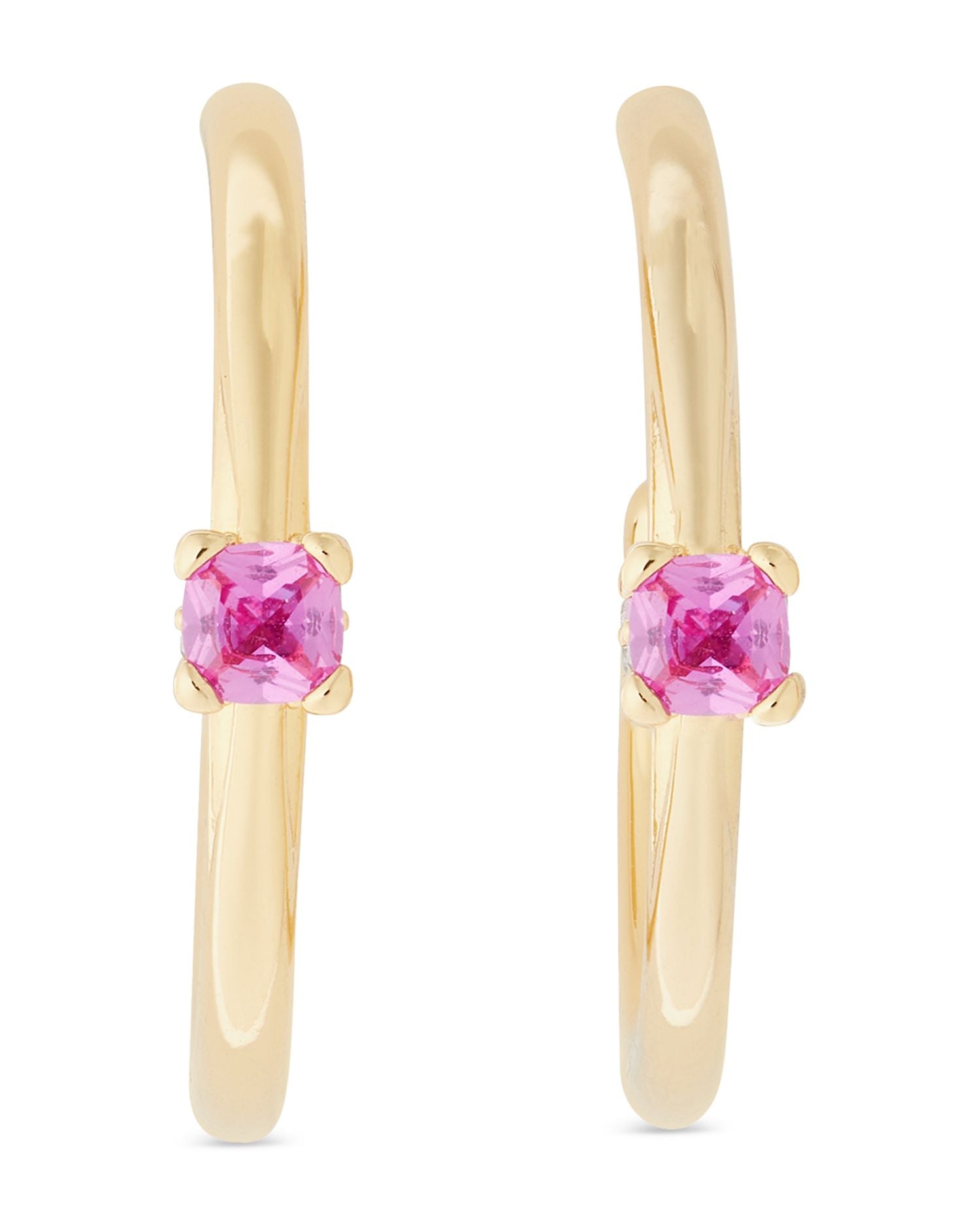 Little Luxuries Pink Cubic Zirconia Solitaire Small Hoop Earrings