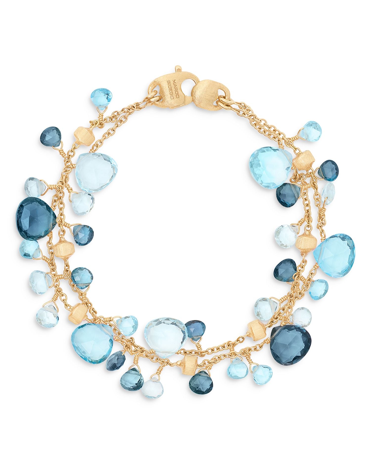 18K Yellow Gold Paradise Topaz London Blue & Swiss Blue Double Strand Bracelet