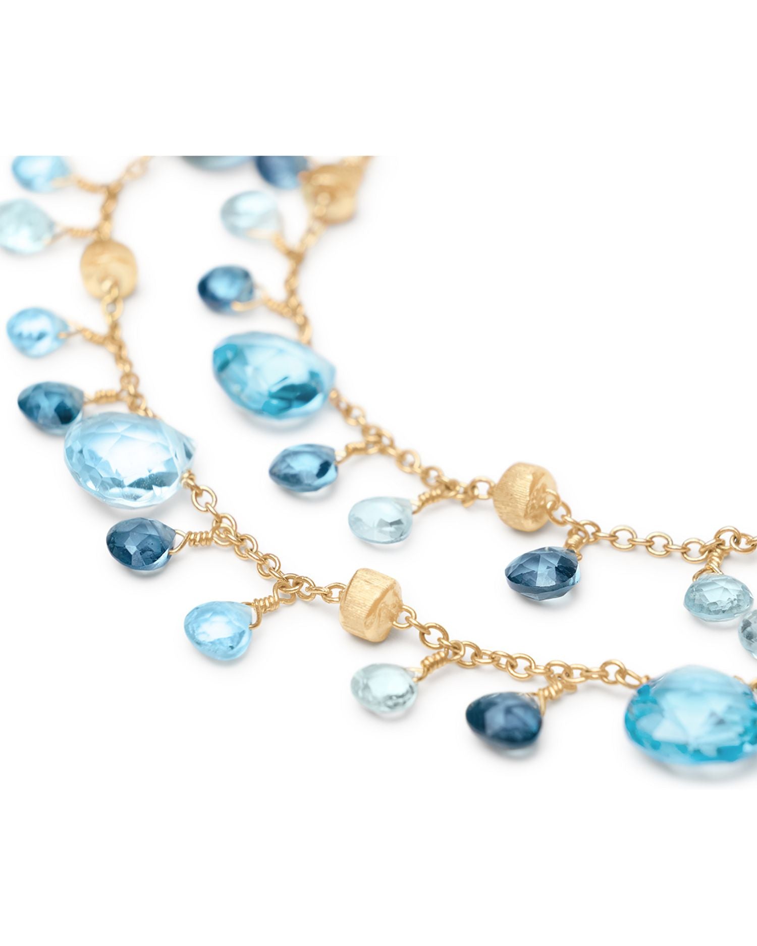 18K Yellow Gold Paradise Topaz London Blue & Swiss Blue Double Strand Bracelet