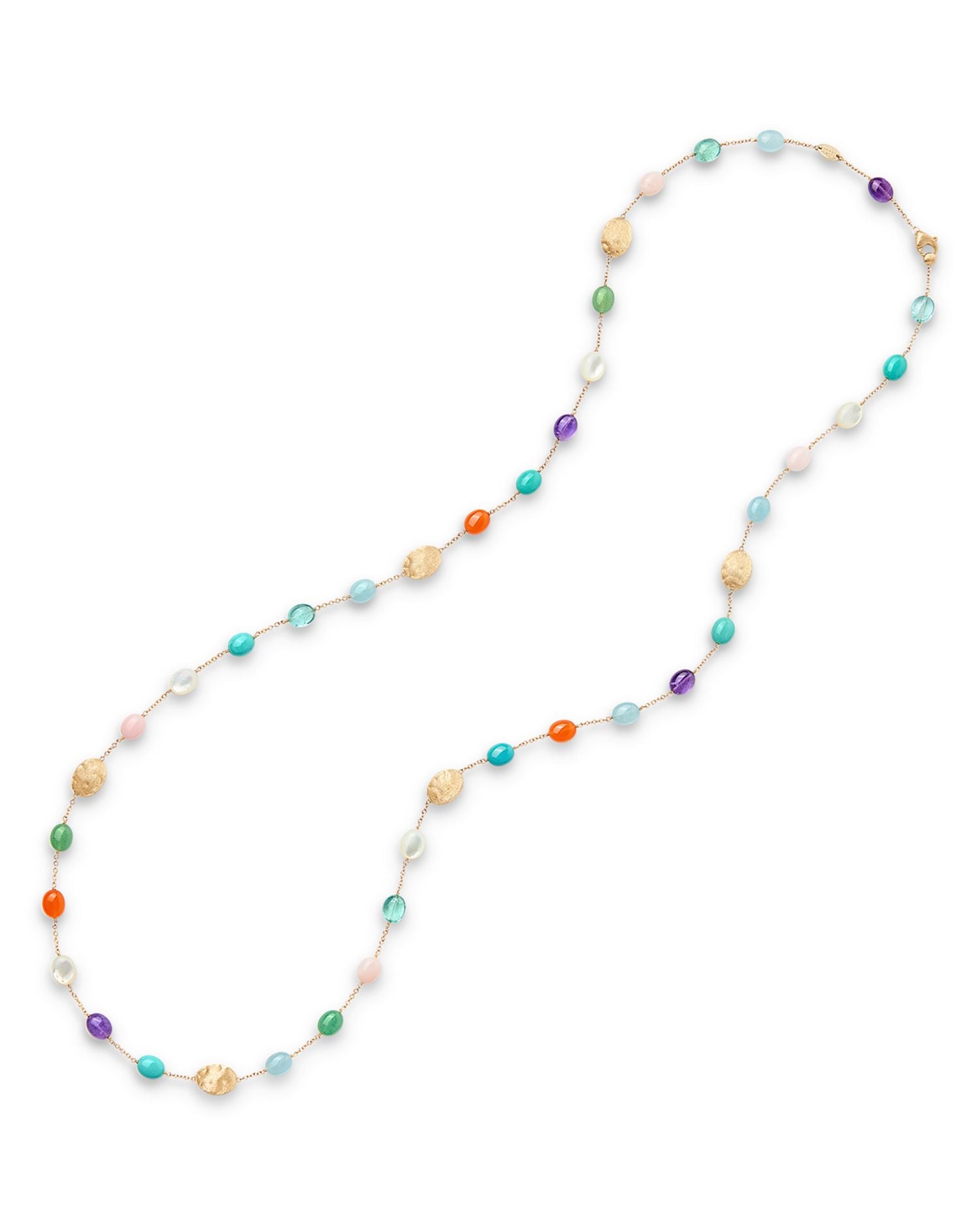 18K Yellow Gold Siviglia Multi Stone & Textured Bead Long Length Statement Necklace, 36" - Exclusive