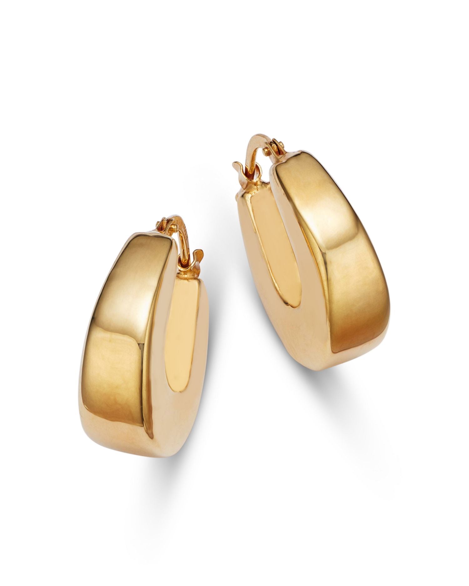14K Yellow Gold Graduated Wide Hoop Earrings
