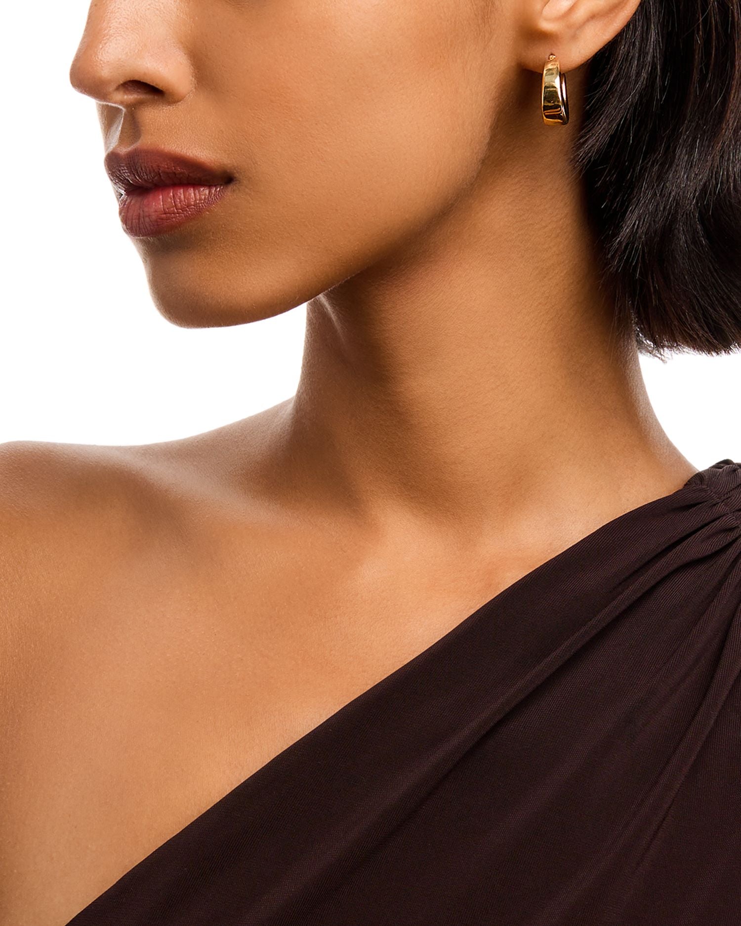 14K Yellow Gold Graduated Wide Hoop Earrings