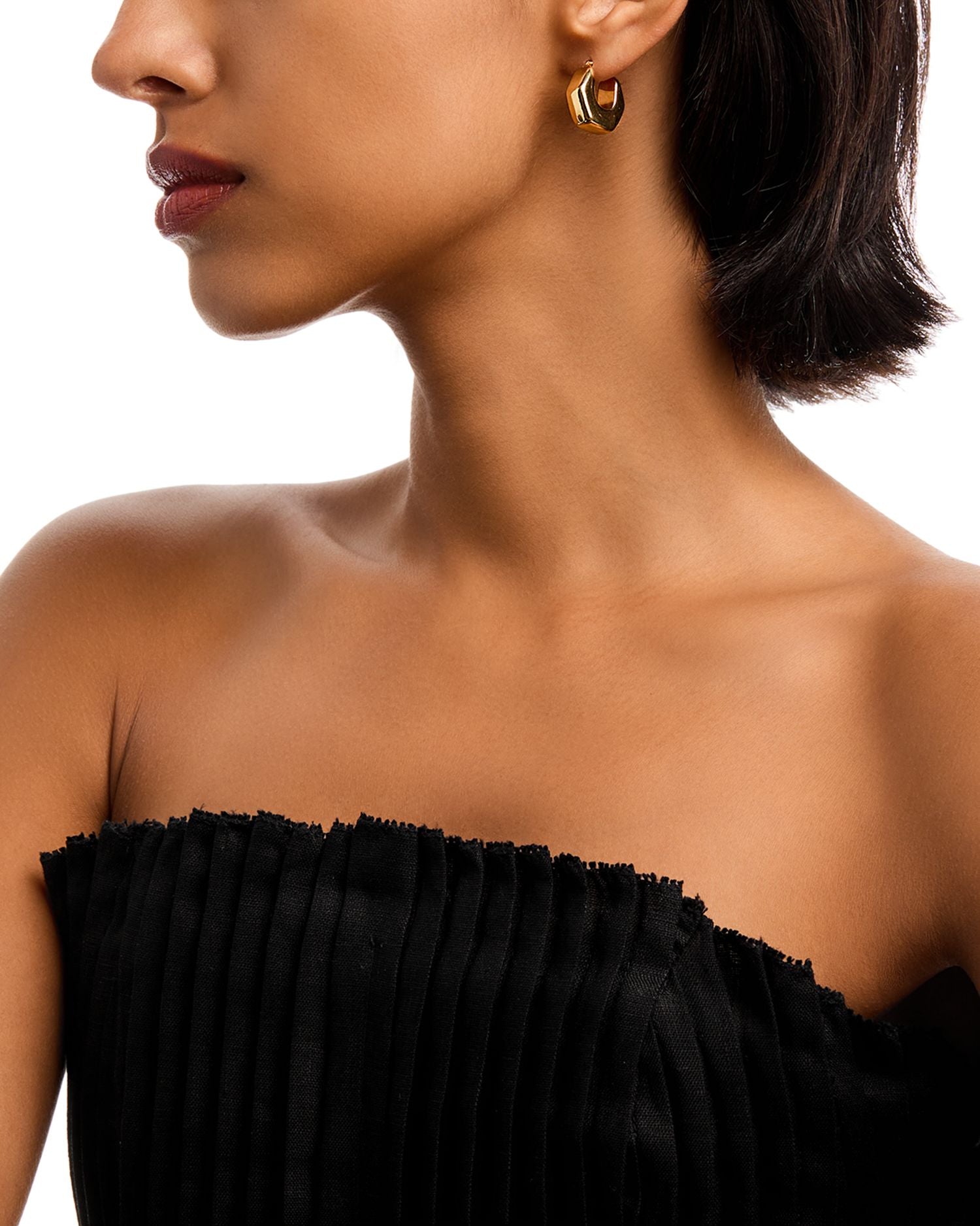 14K Yellow Gold Huggie Hoop Earrings