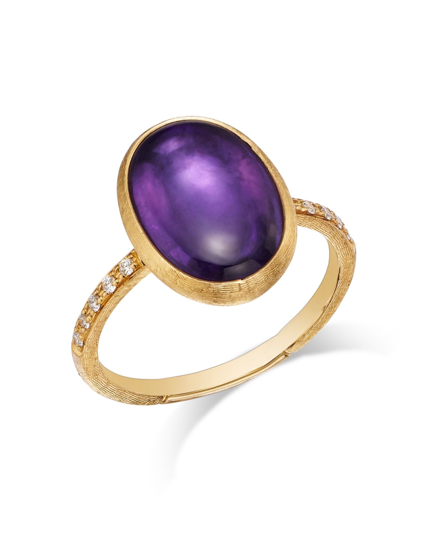 18K Yellow Gold Siviglia Color Amethyst & Diamond Oval Ring - Exclusive
