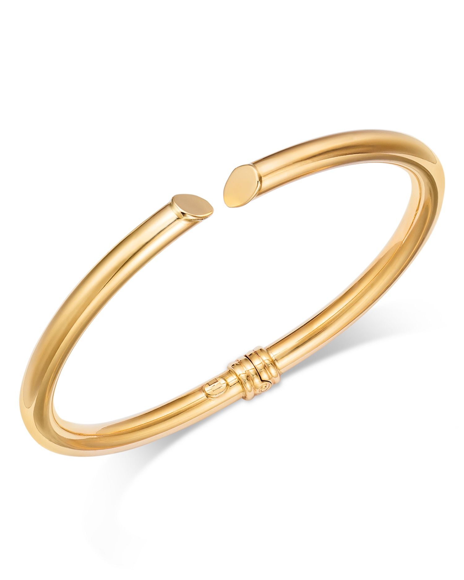 High Polished Flat End Cuff Bangle Bracelet in 14K Yellow Gold - Exclusive