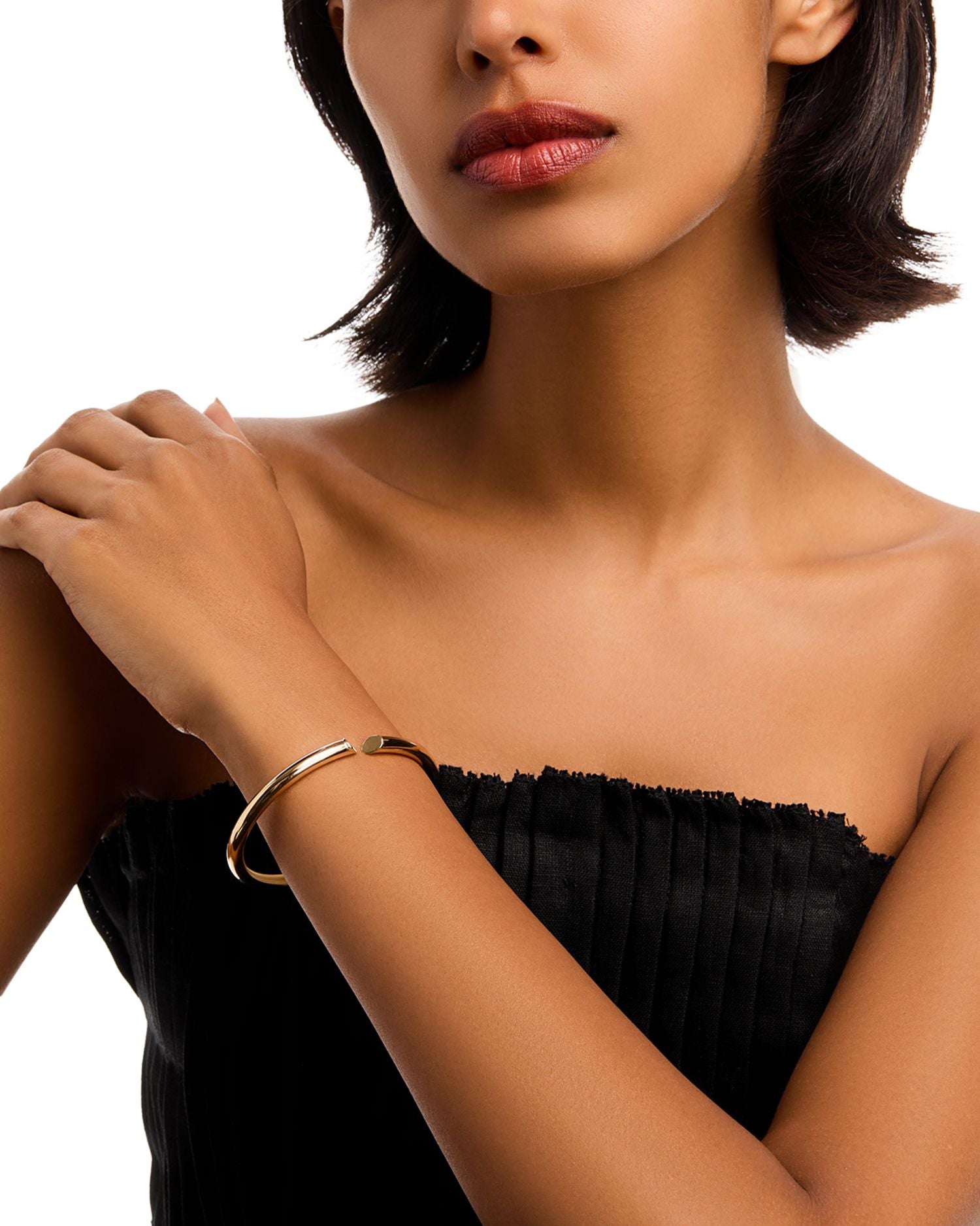 High Polished Flat End Cuff Bangle Bracelet in 14K Yellow Gold - Exclusive