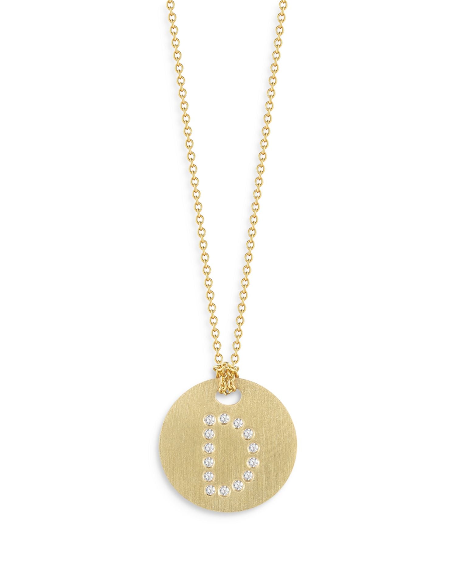 18K Yellow Gold Tiny Treasures Diamond Initial D Disc Pendant Necklace, 16-18'