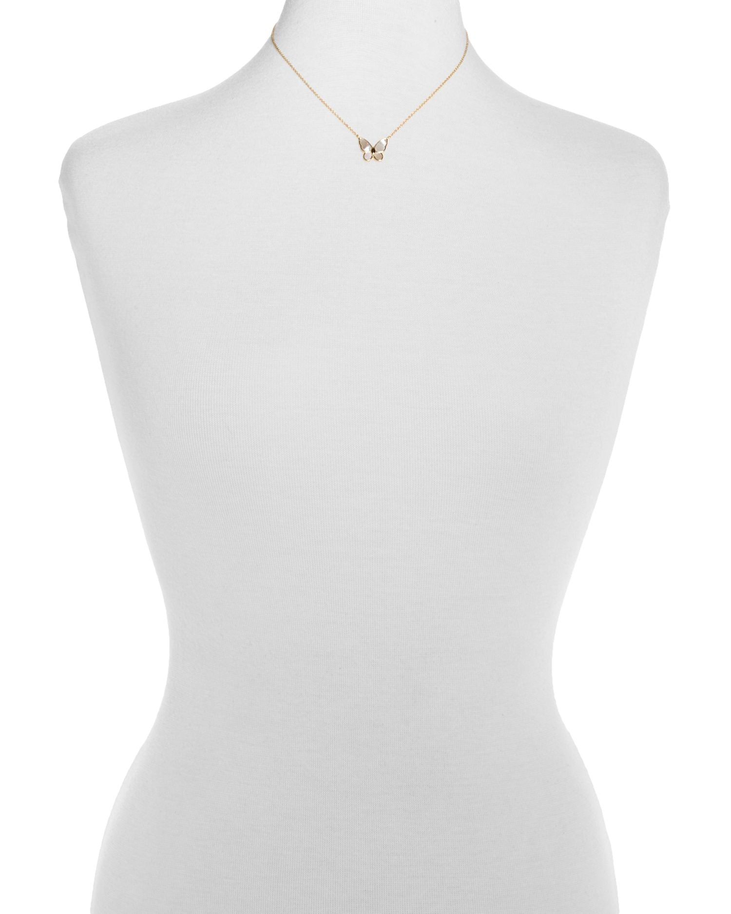 Mother Of Pearl Butterfly Necklace in 18k Gold Plated Sterling Silver, 14'