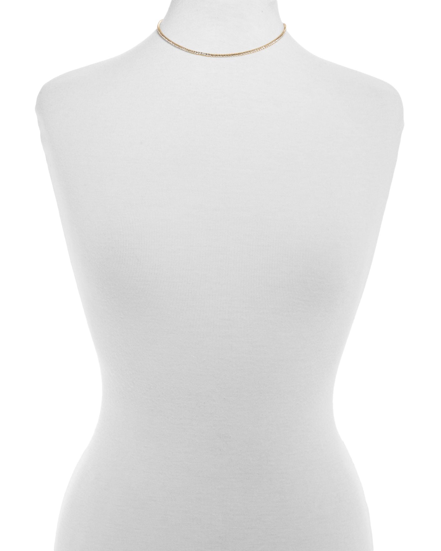 Tennis Cubic Zirconia Choker Necklace in 18k Gold Plated Sterling Silver, 13-16"