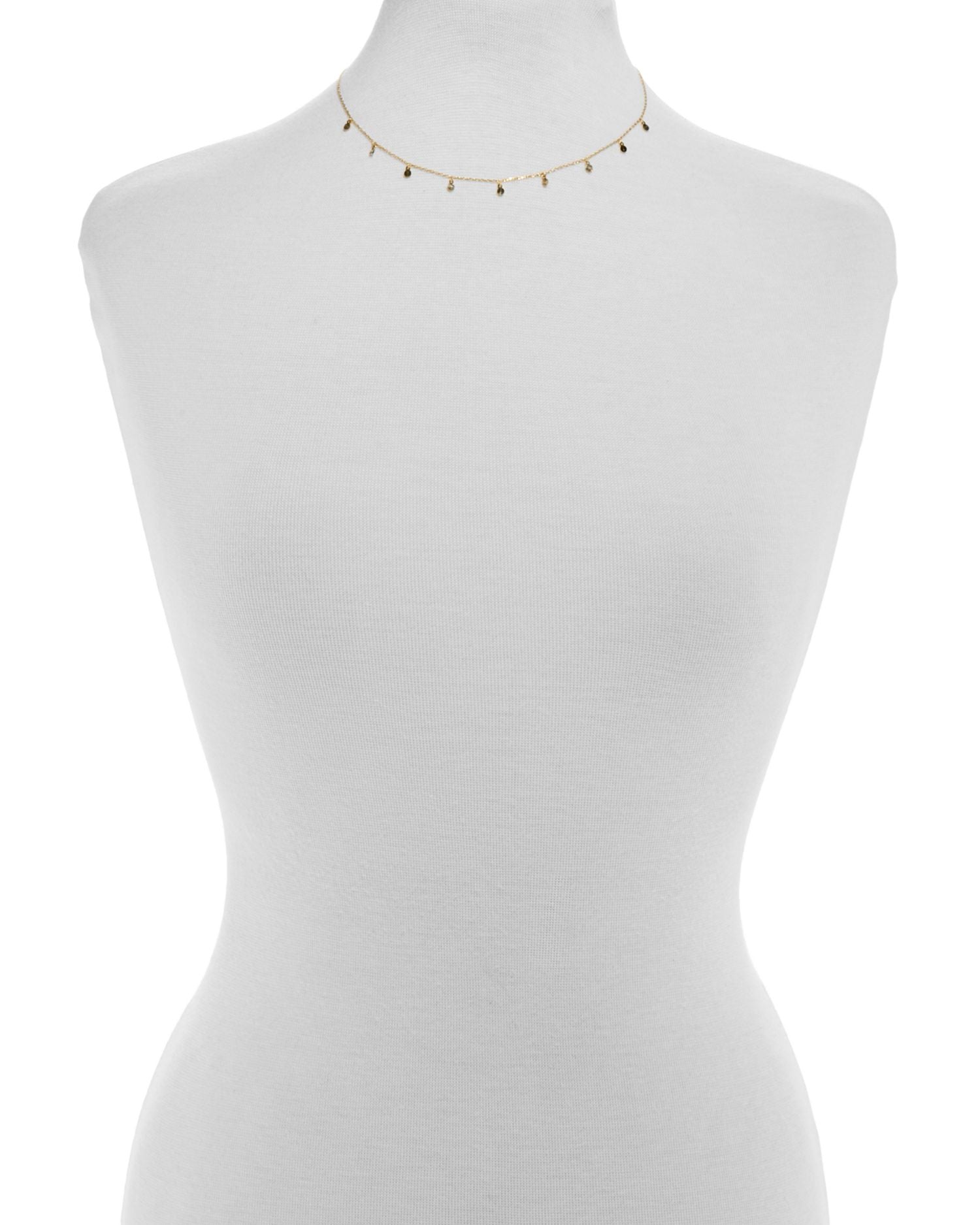 Disc Charm Necklace in 18k Gold Plated Sterling Silver, 15"-17"