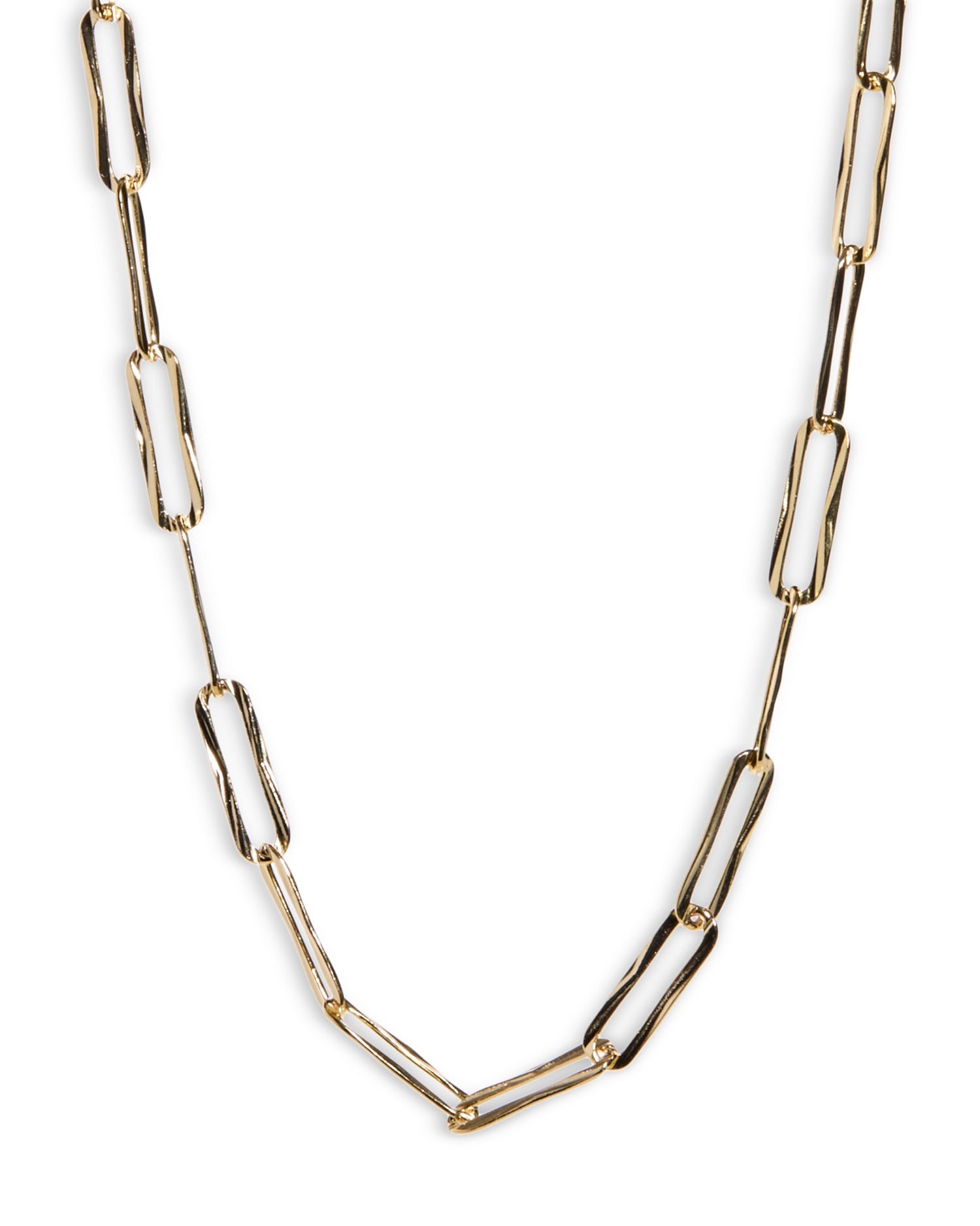Hammered Clip Chain Necklace in 18k Gold Plated Sterling Silver, 15'