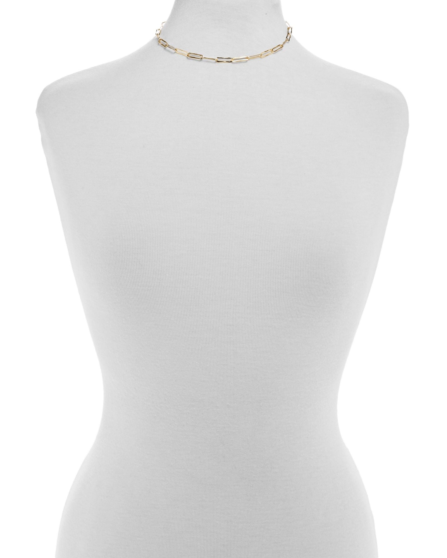 Hammered Clip Chain Necklace in 18k Gold Plated Sterling Silver, 15'