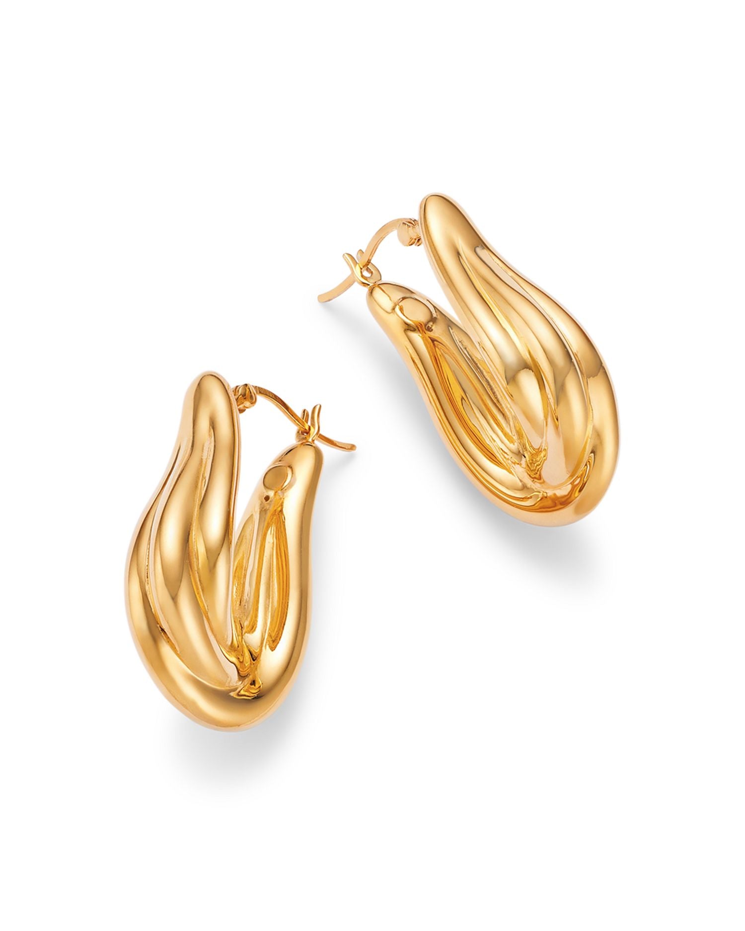 Polished Graduated Hoop Earrings in 14K Yellow Gold