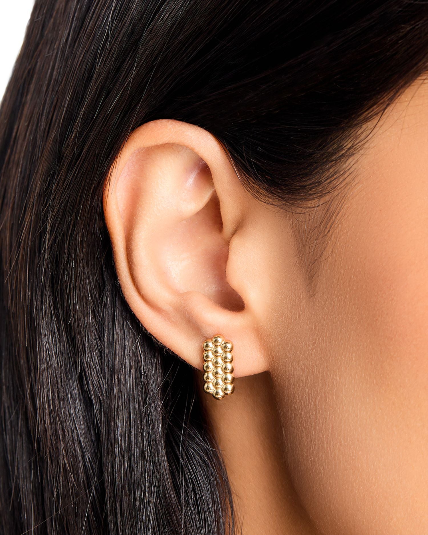 Multi Bead Hexagon Statement Earrings in 14K Yellow Gold