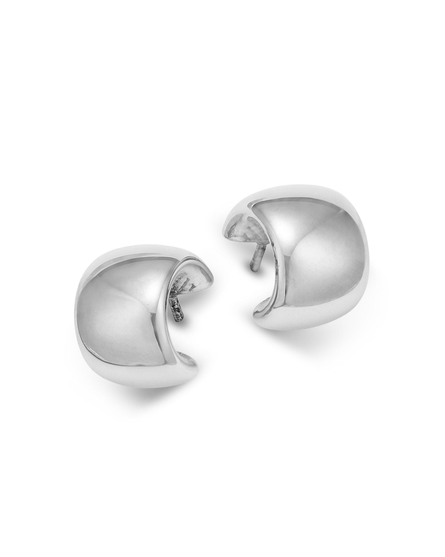 Polished Classic Huggie Hoop Earrings in Sterling Silver