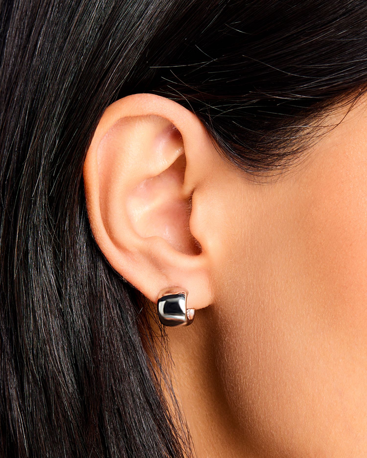 Polished Classic Huggie Hoop Earrings in Sterling Silver