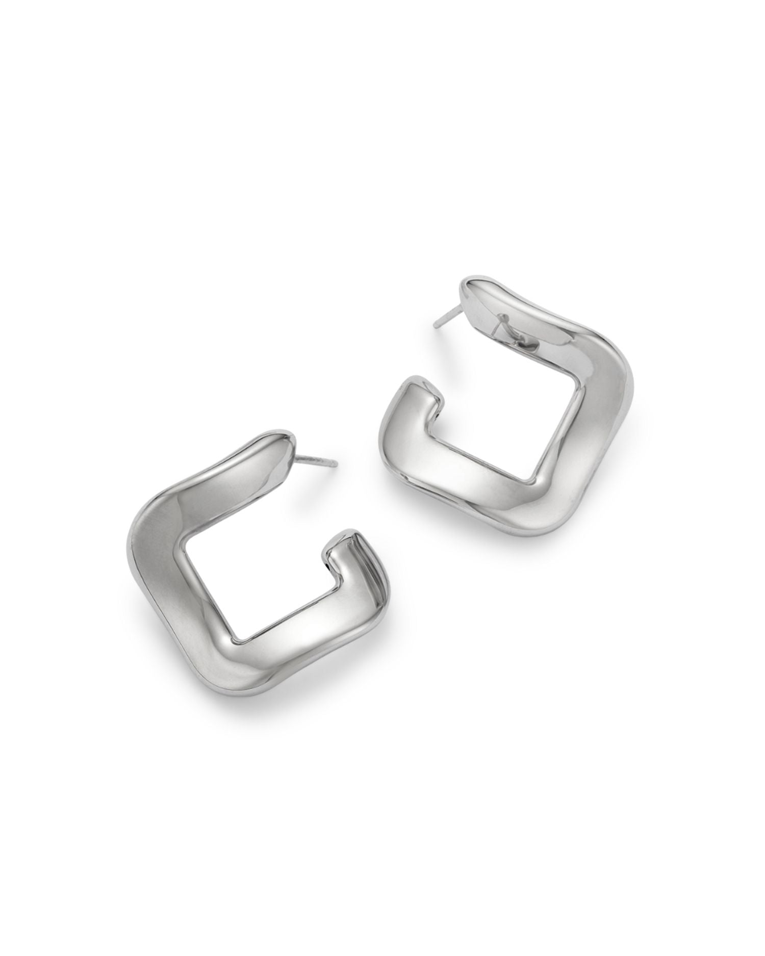 Twisted Square Hoop Earrings in Sterling Silver
