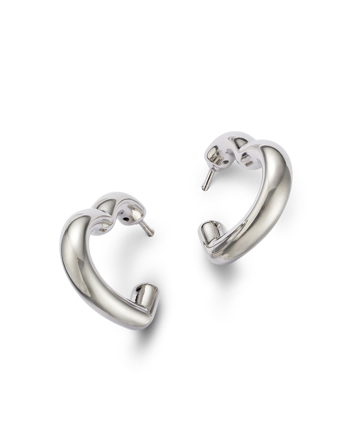 Open Heart J Hoop Earrings in Sterling Silver