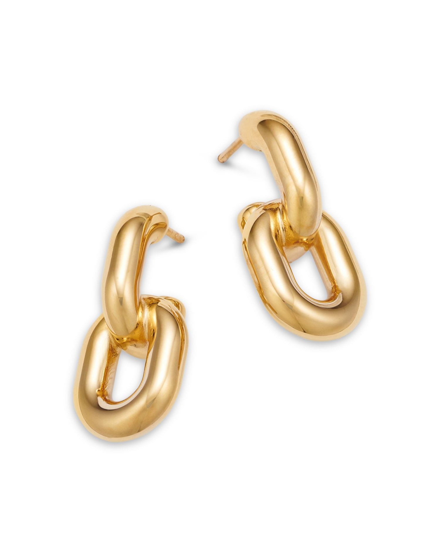 Polished Oval Link Drop Earrings in 14K Yellow Gold